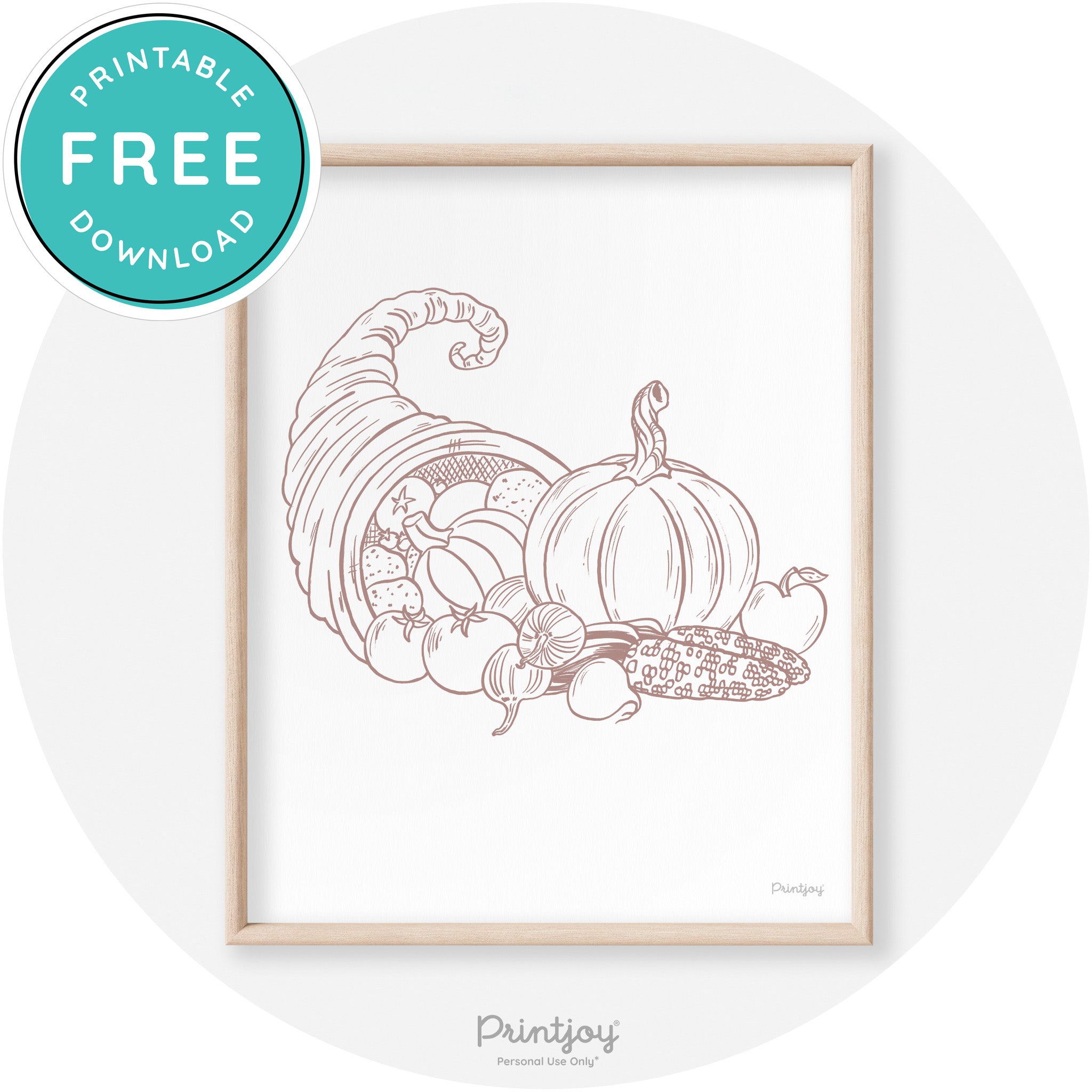 Cornucopia Drawing Thanksgiving Transitional Wall Art Free Printable