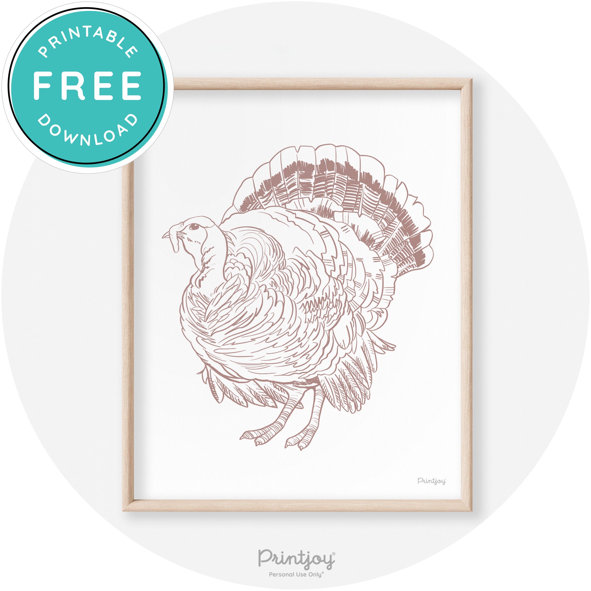Turkey Drawing Thanksgiving Transitional Wall Art Decor Free Printable