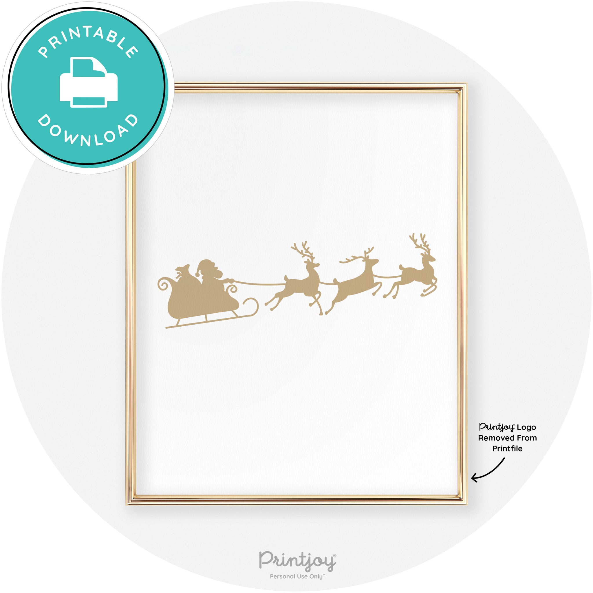 Santa Sleigh Reindeer Silhouette Cute Chic Wall Art Free Printable