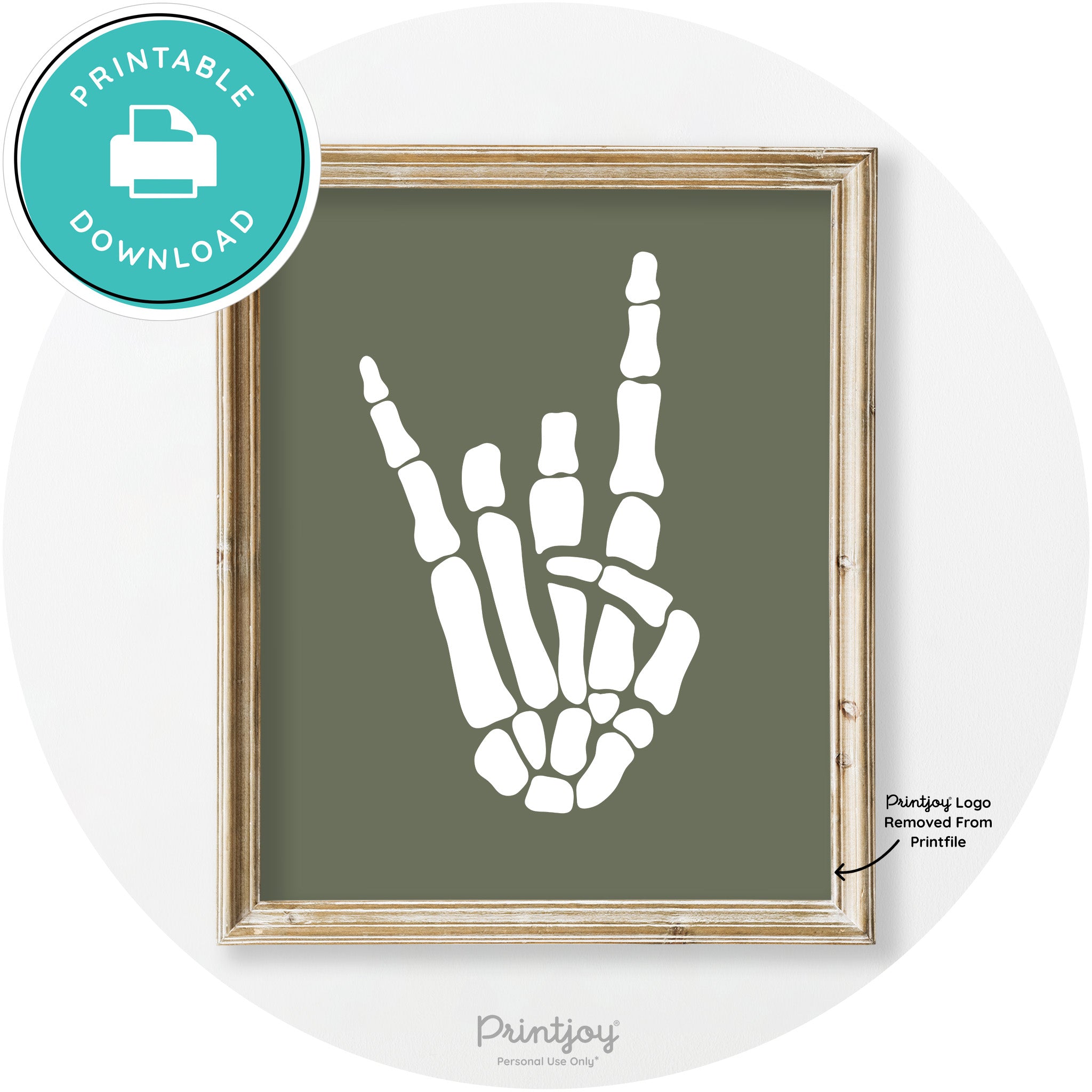 Skeleton Rock On Hand Bones Vintage Halloween Wall Art Free Printable