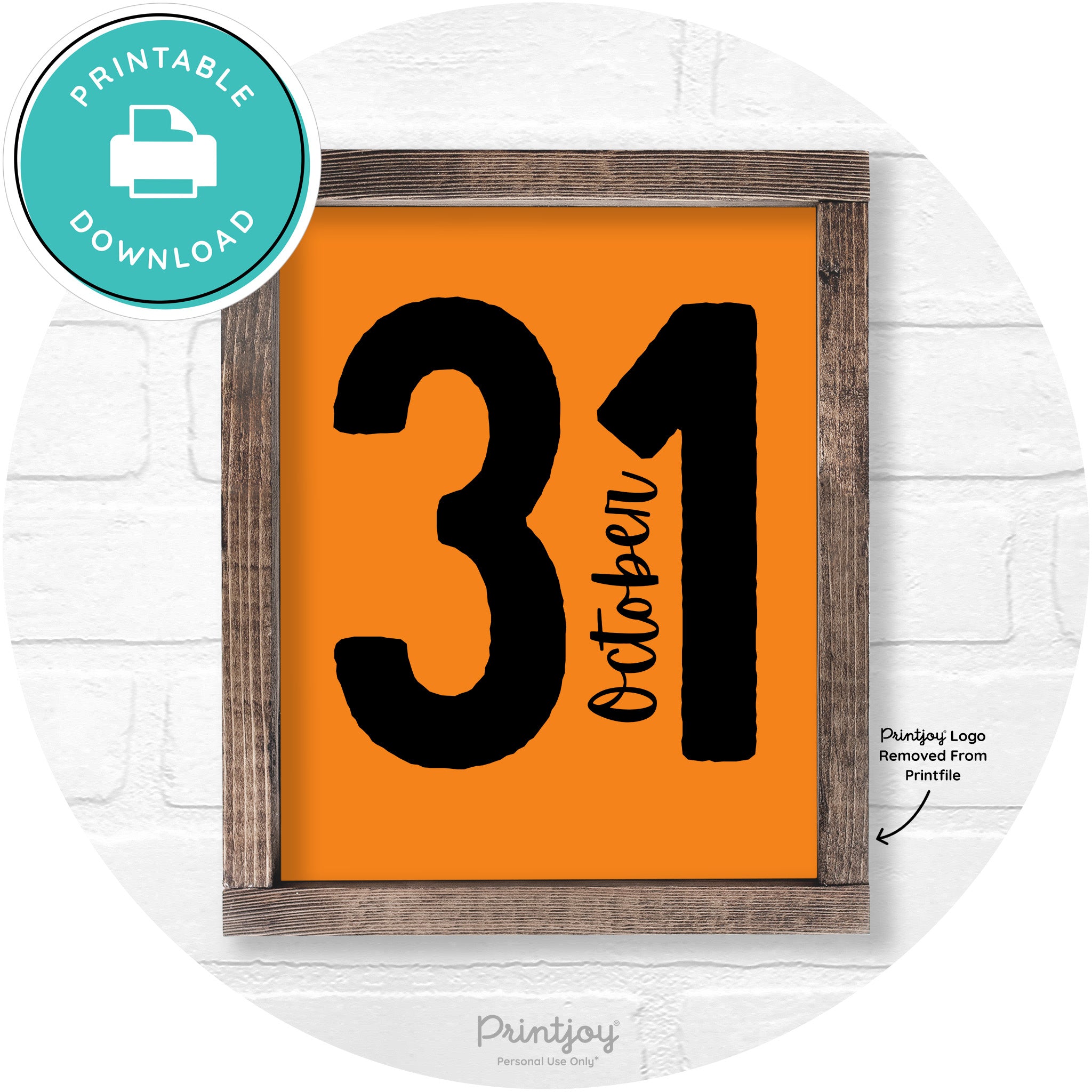 October 31 Halloween Rustic Farmhouse Wall Art Printable