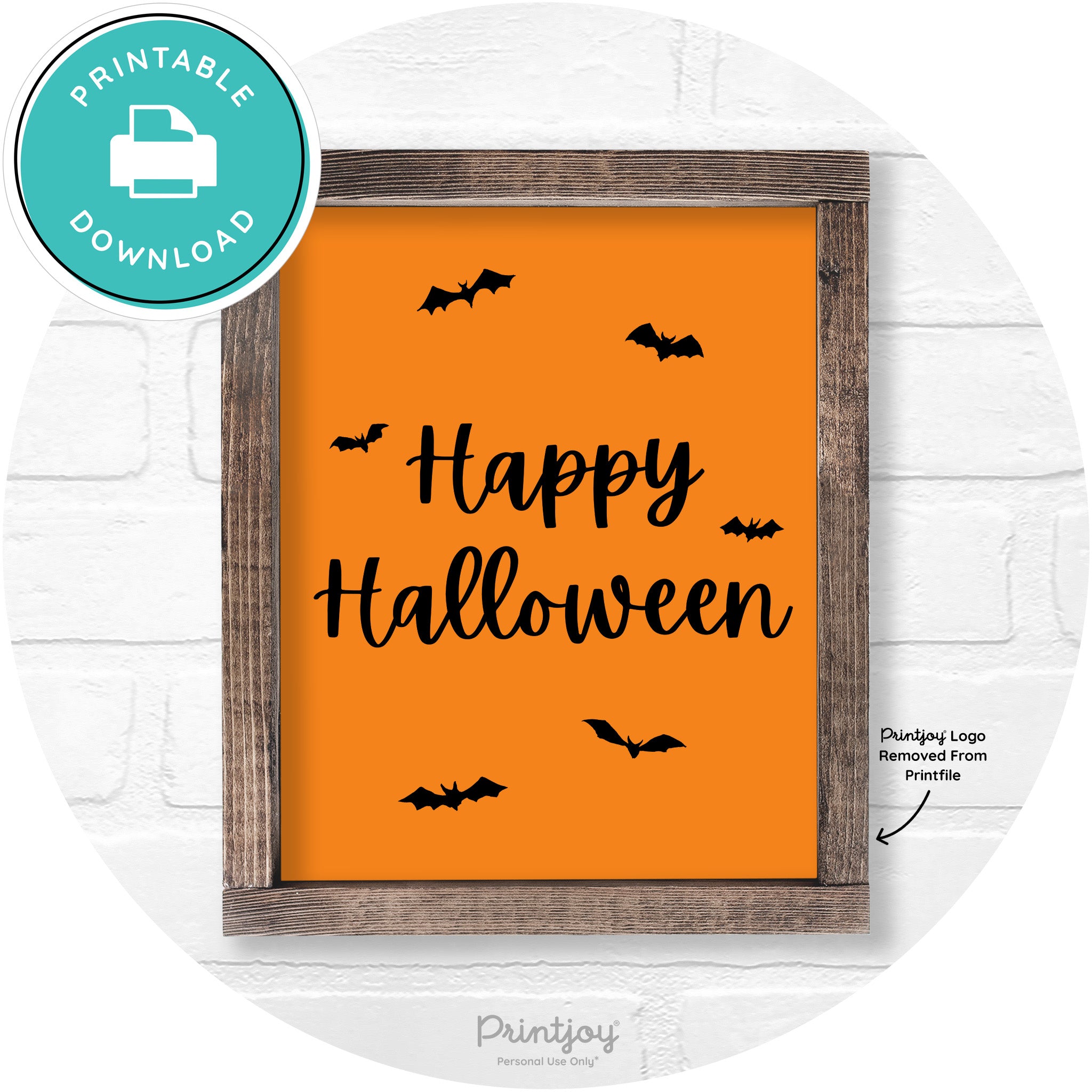 Happy Halloween Bats Rustic Farmhouse Wall Art Printable
