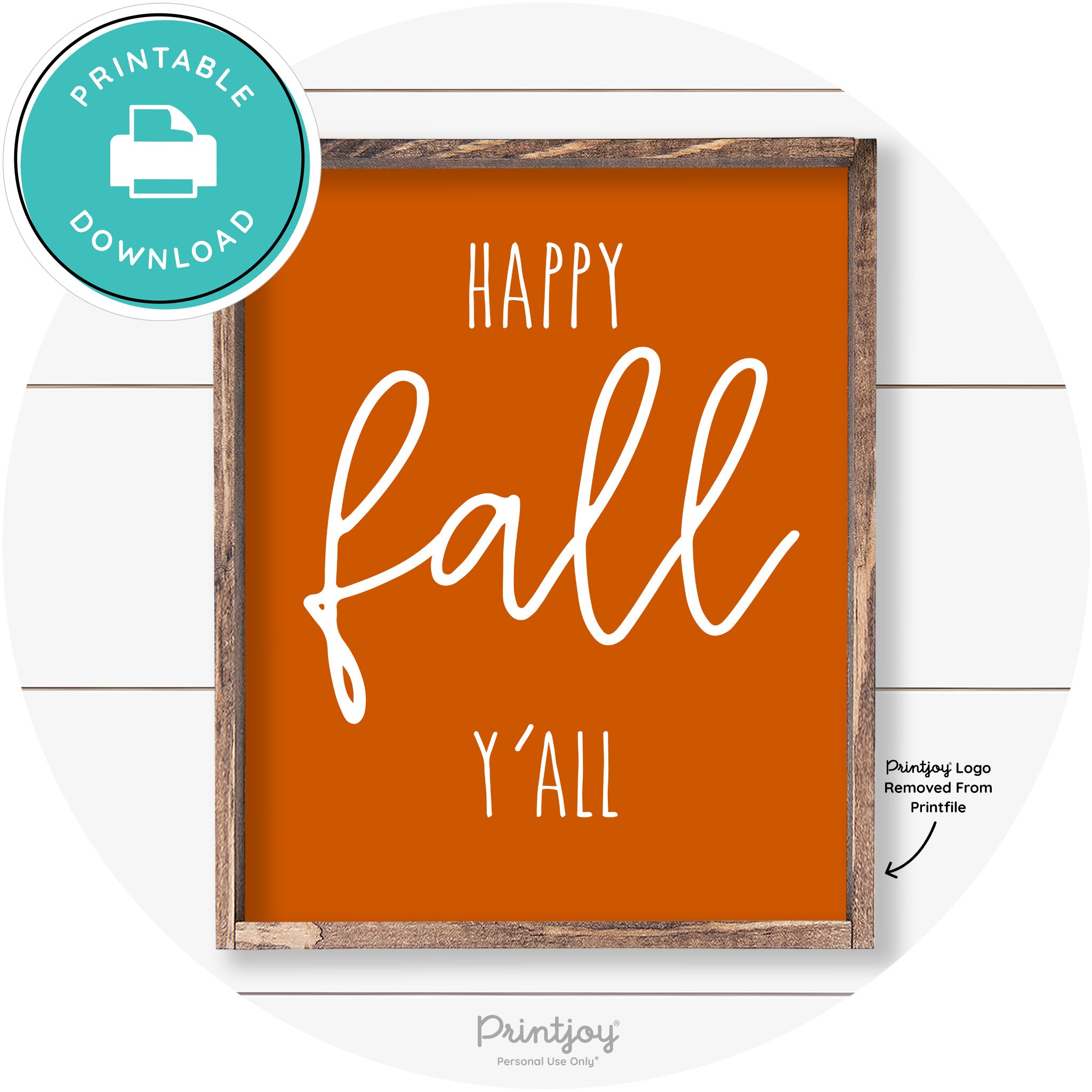 Happy Fall Y'all Cute Farmhouse Autumn Wall Art Decor Free Printable