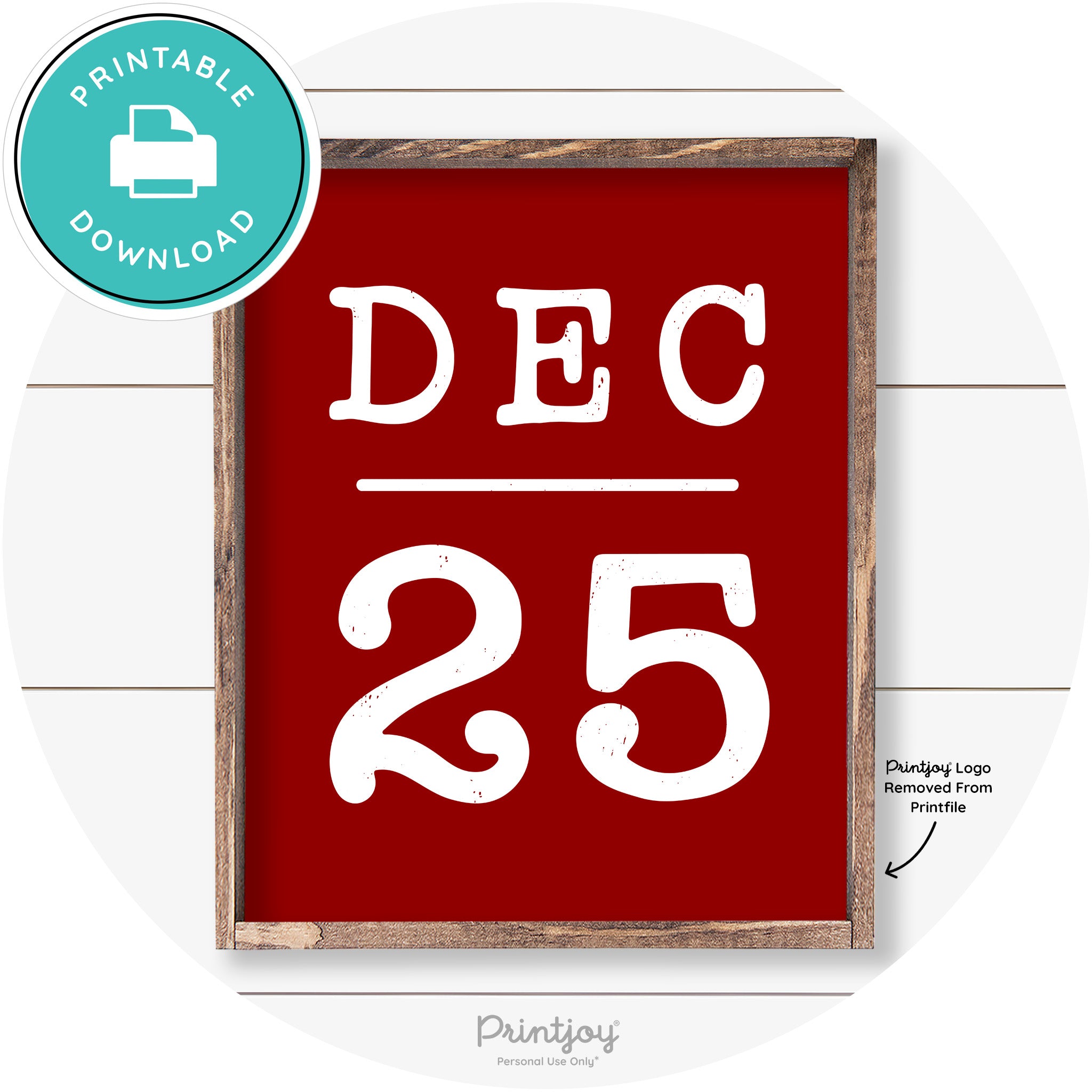 Dec 25 Christmas Rustic Farmhouse Wall Art Decor Free Printable