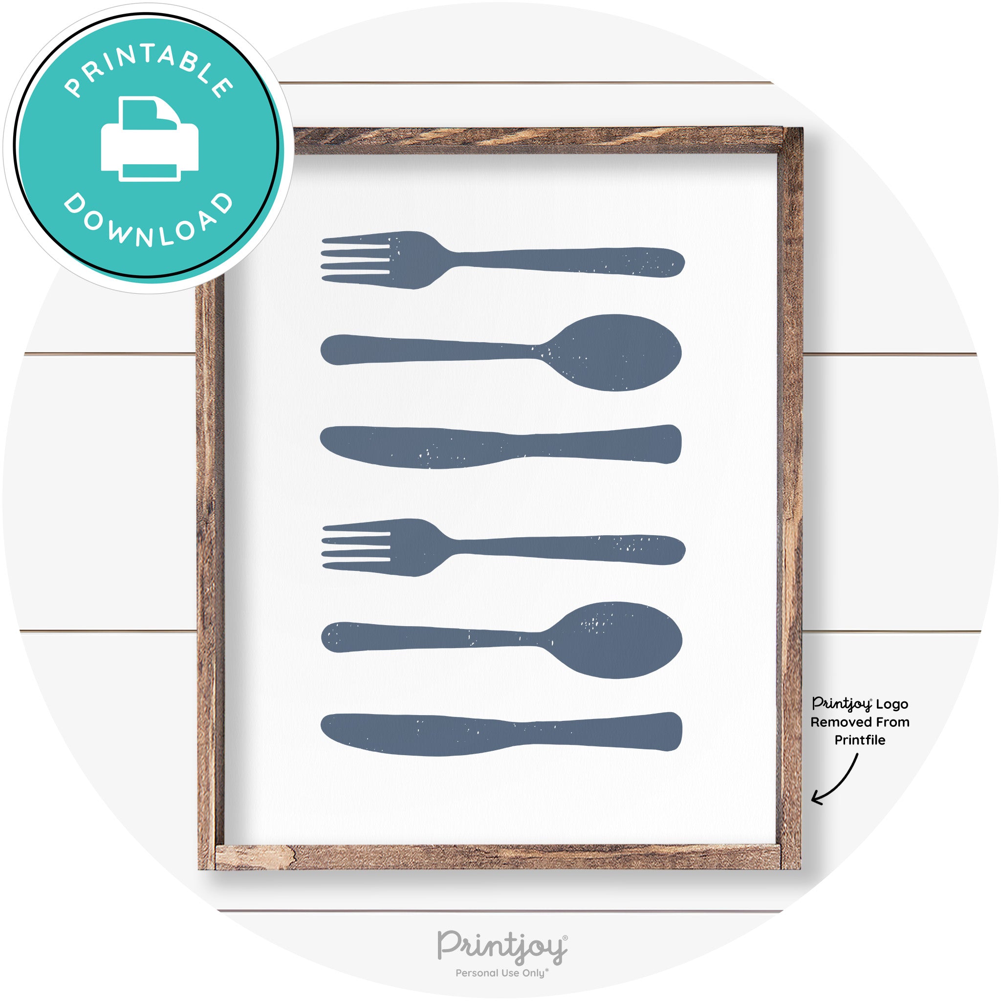 Fork Spoon Knife Pattern Farmhouse Kitchen Wall Art Free Printable