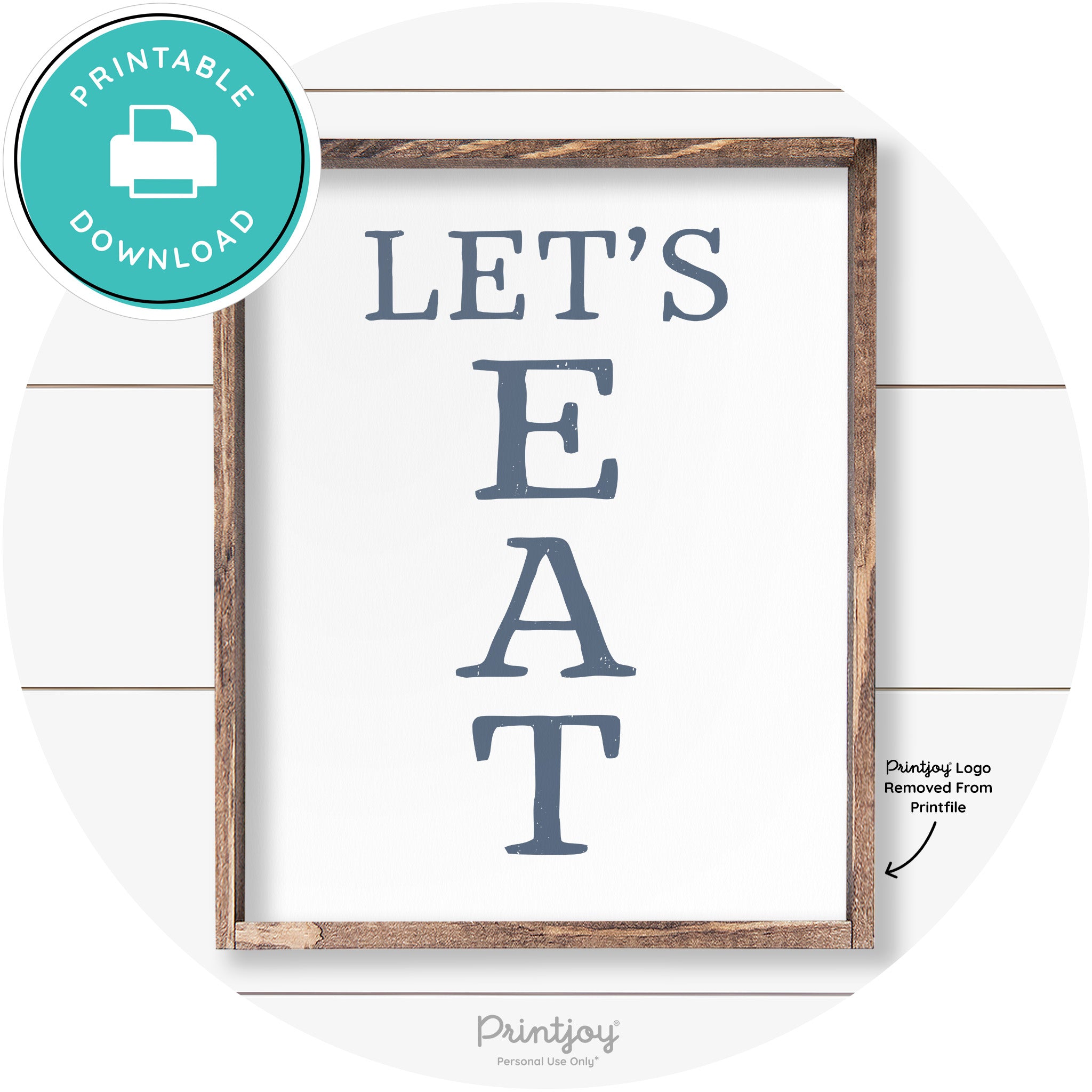 Let's Eat Kitchen Sign Rustic Farmhouse Wall Art Decor Free Printable