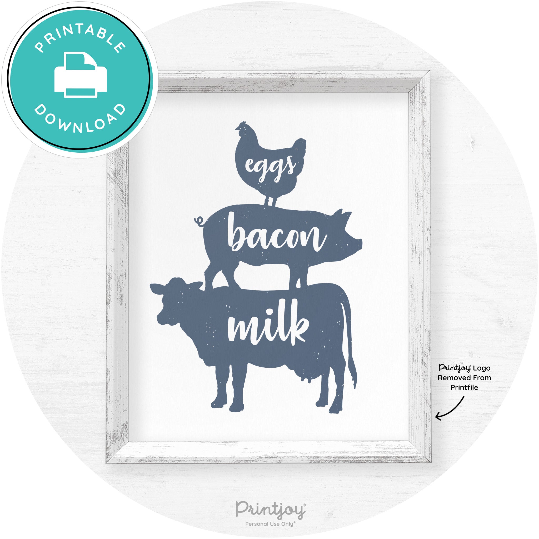 Stacked Farm Animals Eggs Bacon Milk Farmhouse Art Free Printable