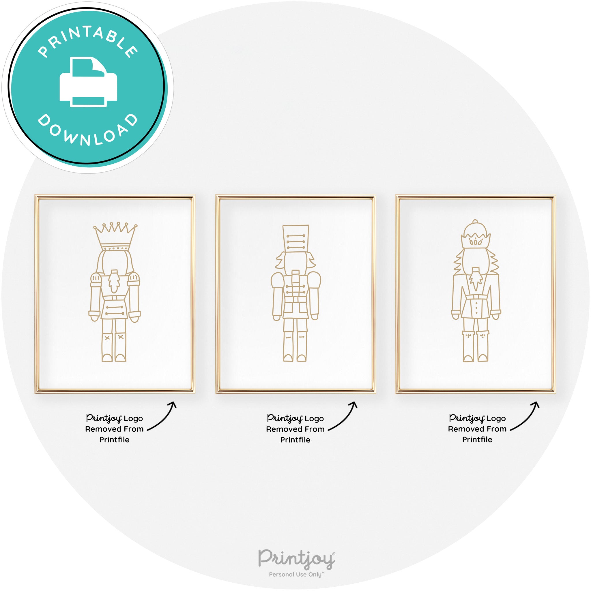 Nutcracker Line Art Set Of 3 Cute Christmas Chic Wall Art Free Printable