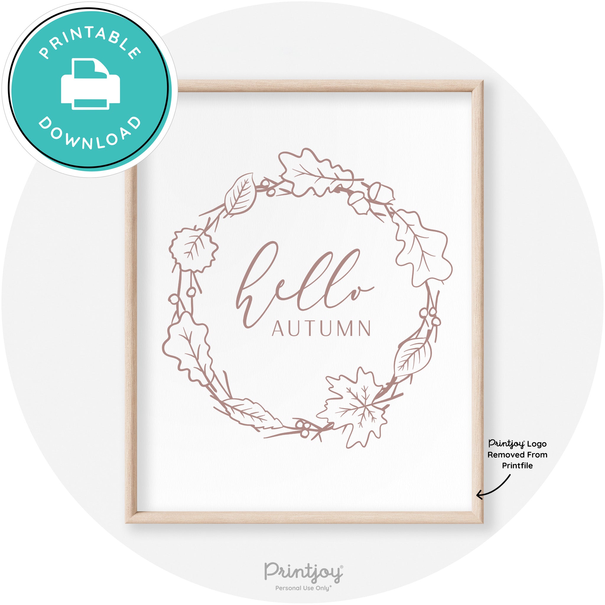 Hello Autumn Fall Wreath Transitional Decor Wall Art Free Printable - Printjoy