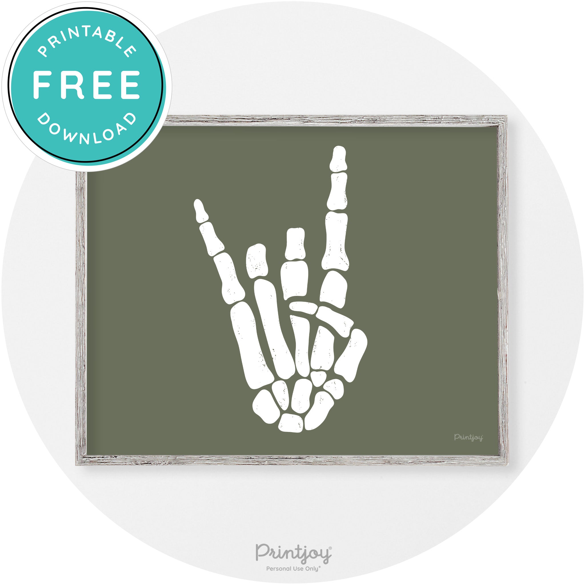 Skeleton Rock On Hand Bones Vintage Halloween Wall Art Free Printable - Printjoy