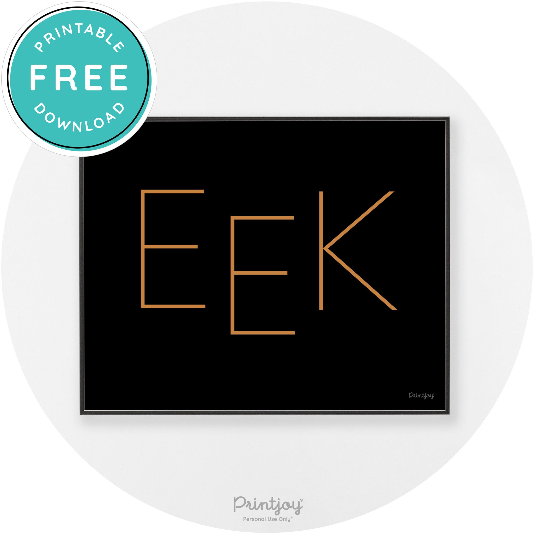 Eek Halloween Modern Chic Lettering Wall Art Decor Free Printable