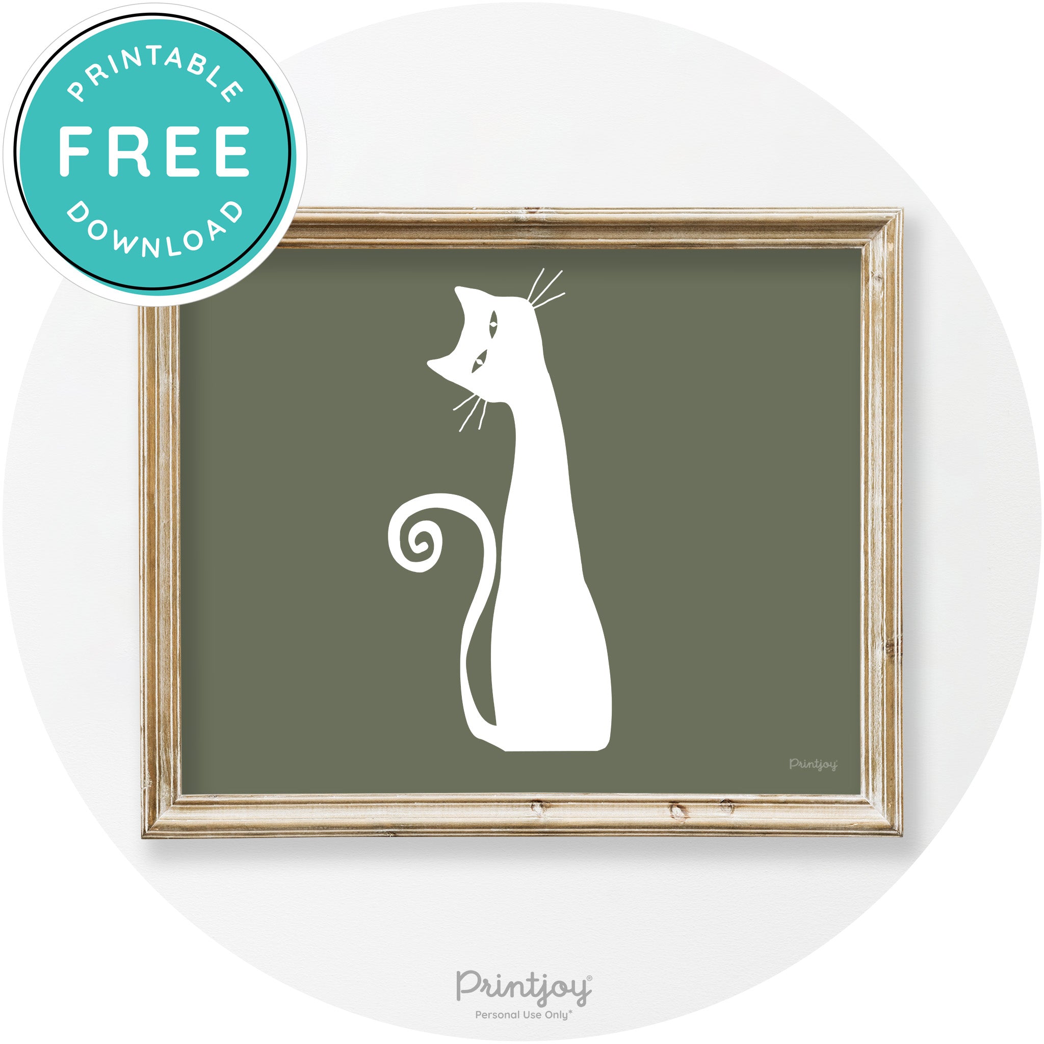 Creepy Skinny Cat Modern Vintage Halloween Wall Art Free Printable
