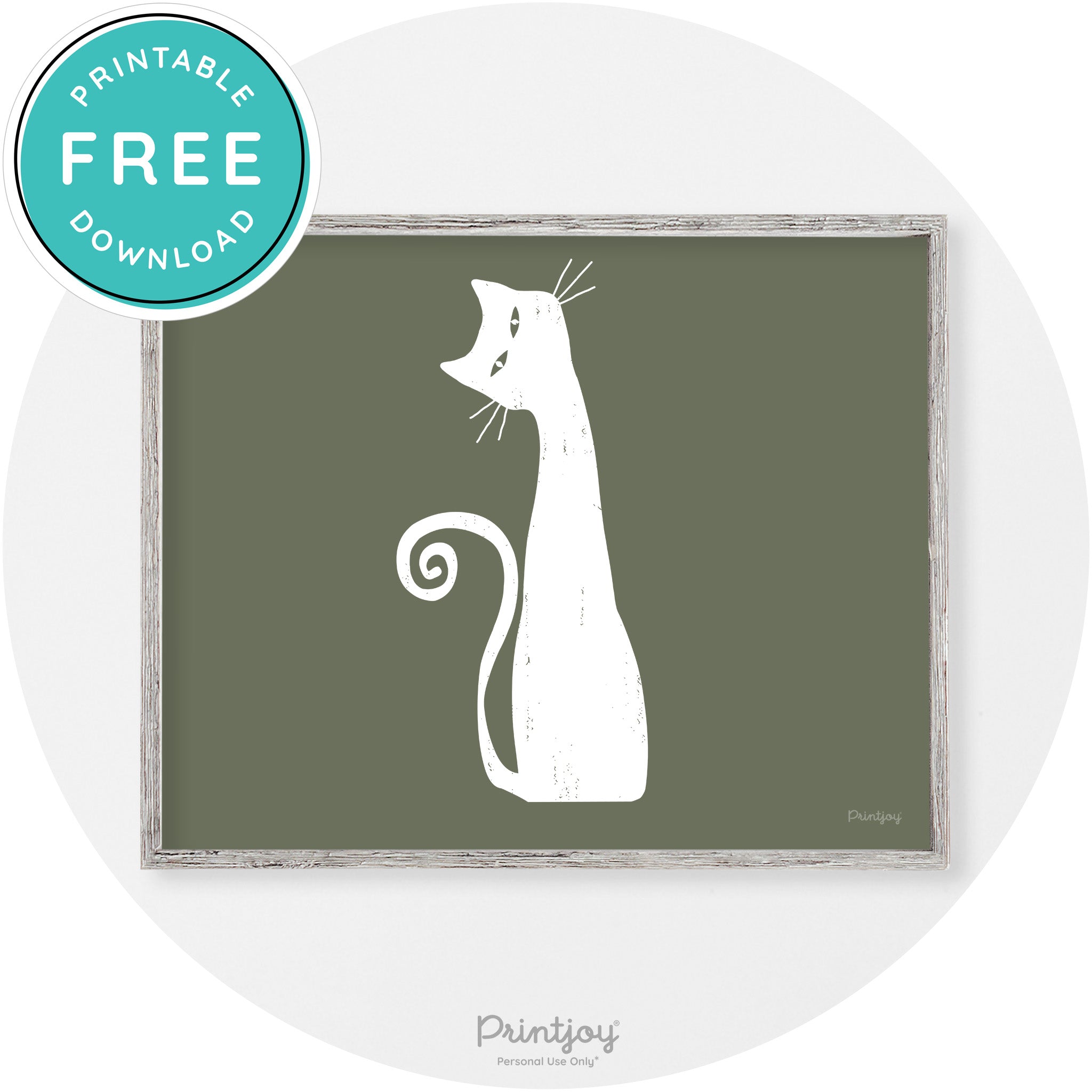 Creepy Skinny Cat Modern Vintage Halloween Wall Art Free Printable - Printjoy