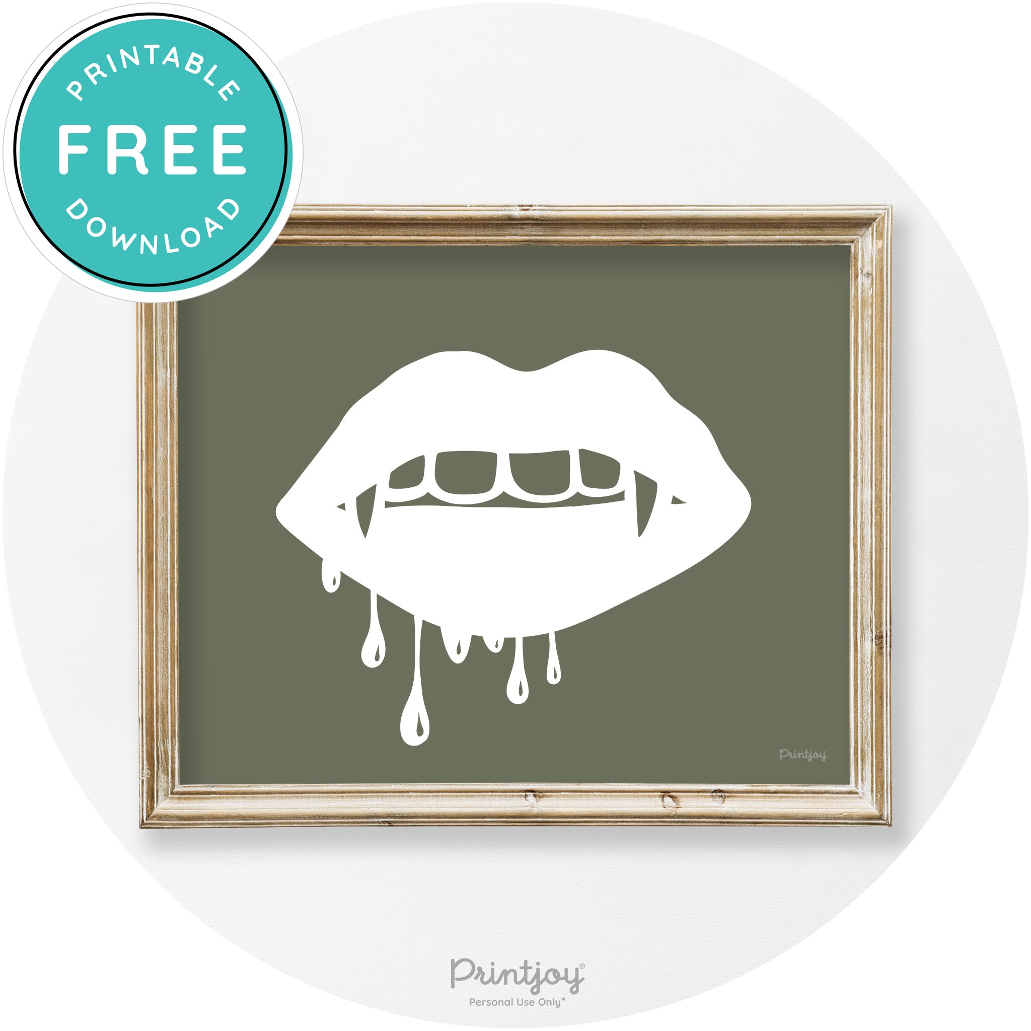 Dracula Fangs Teeth Modern Vintage Halloween Wall Art Free Printable