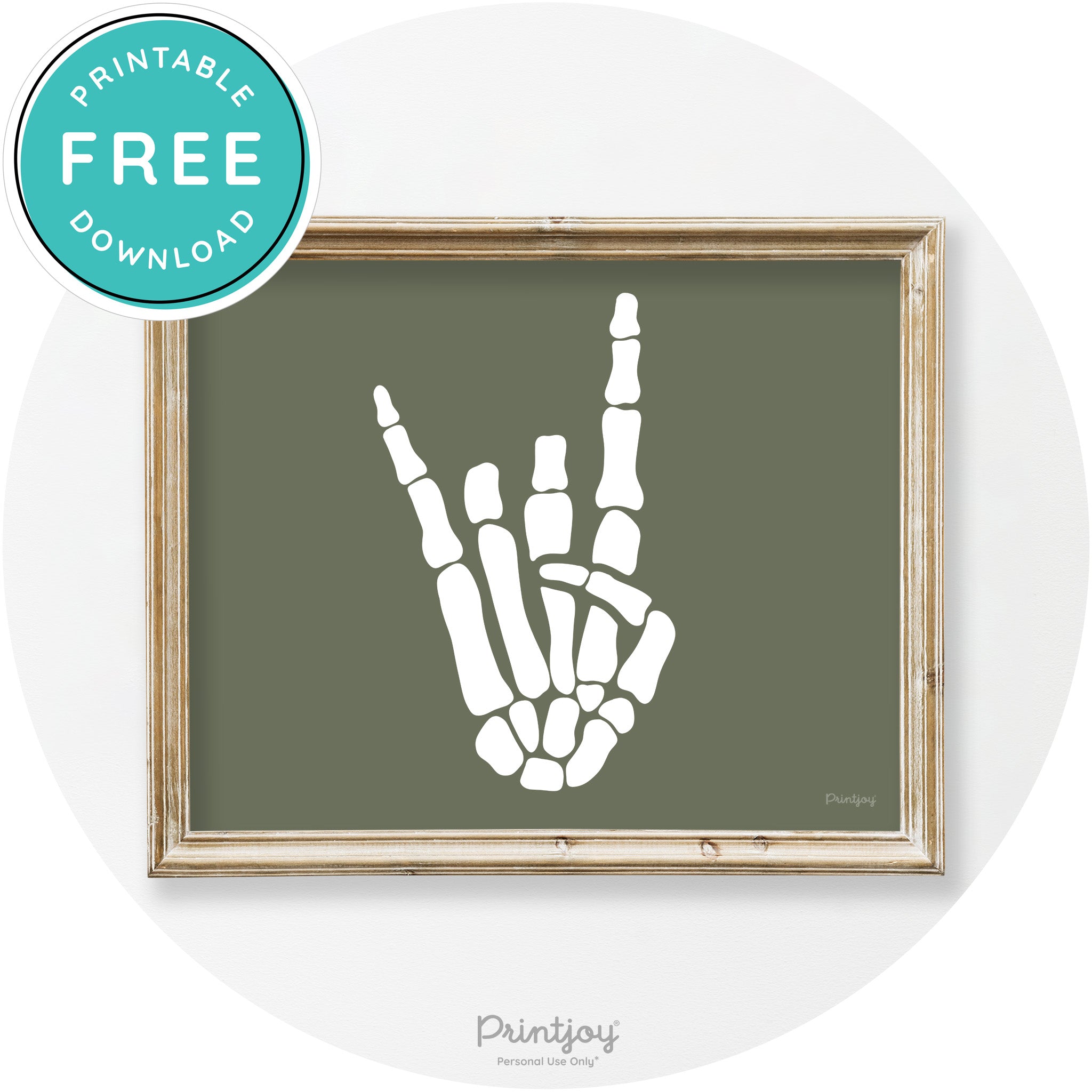 Skeleton Rock On Hand Bones Vintage Halloween Wall Art Free Printable