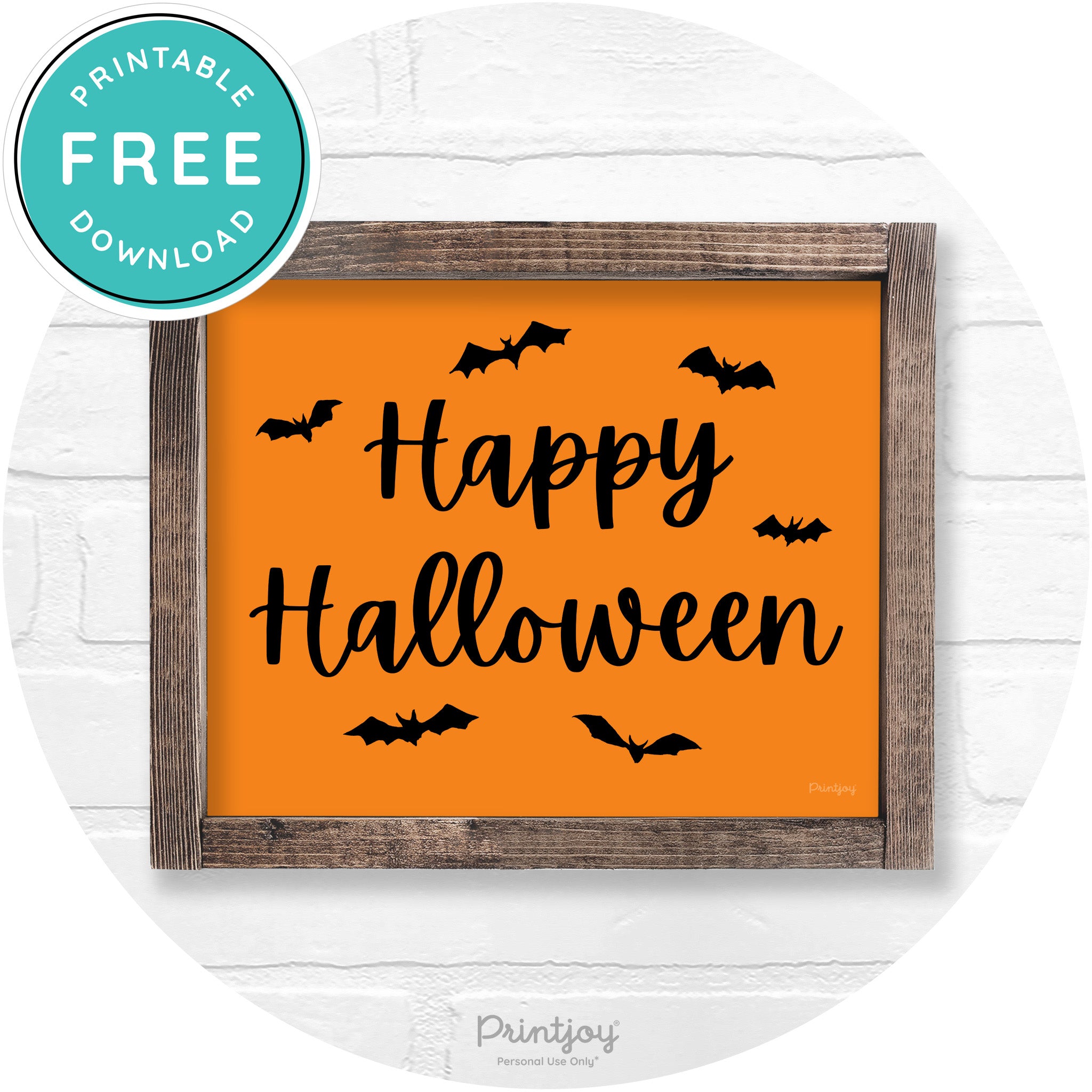 Happy Halloween Bats Rustic Farmhouse Wall Art Printable