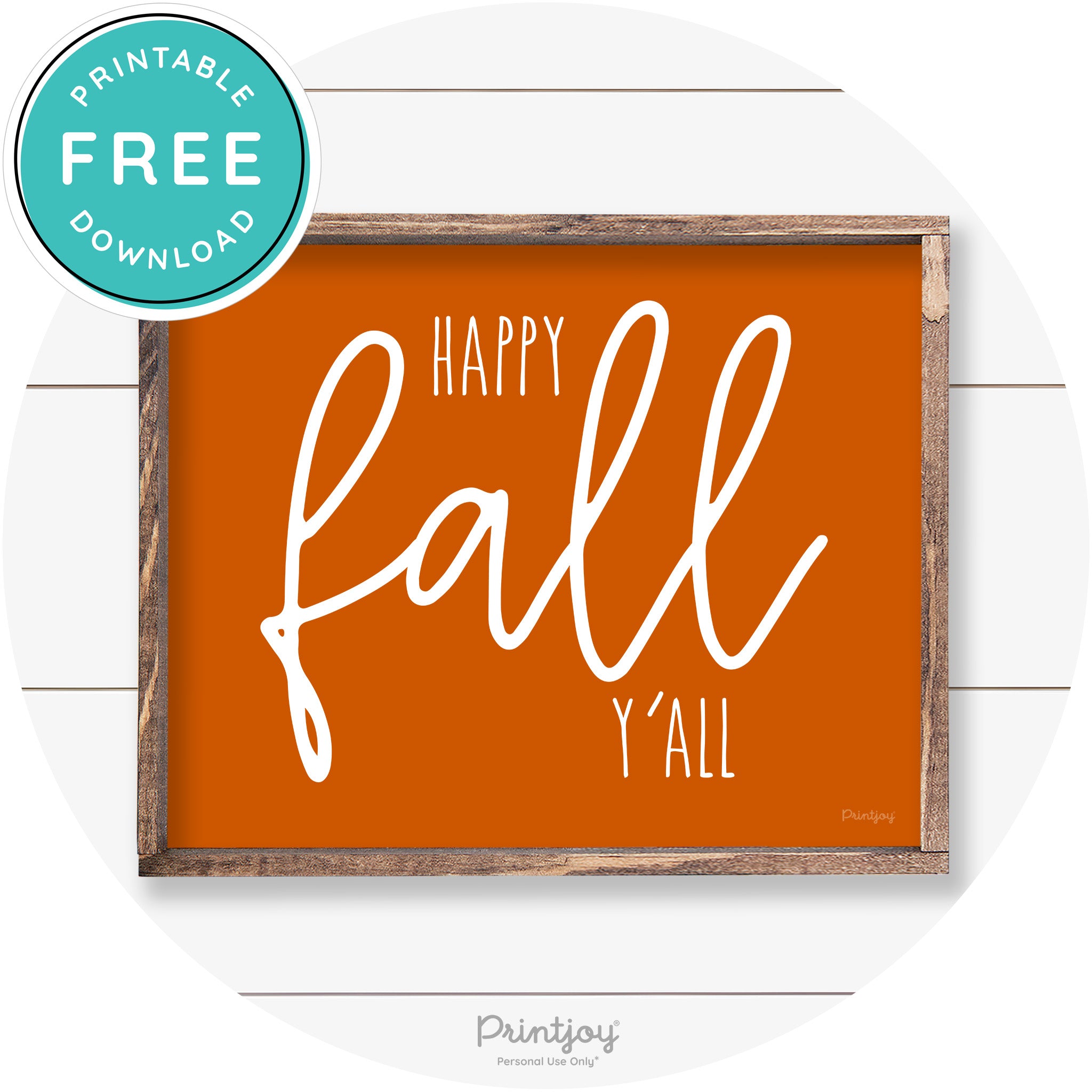 Happy Fall Y'all Cute Farmhouse Autumn Wall Art Decor Free Printable
