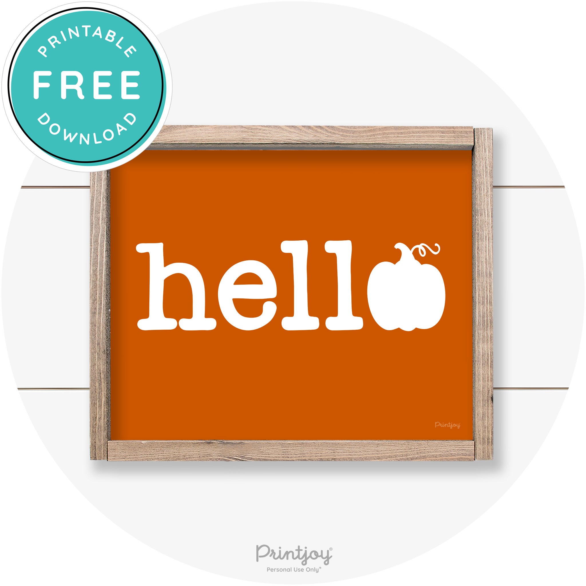 Hello Pumpkin Fall Autumn Cute Farmhouse Wall Art Free Printable