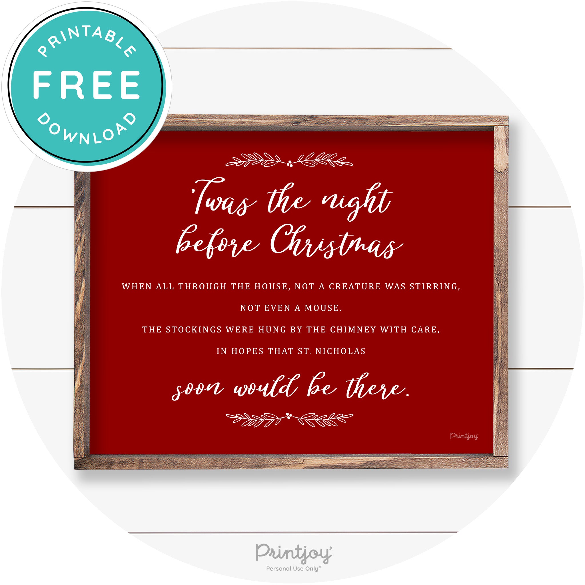 'Twas The Night Before Christmas Farmhouse Wall Art Free Printable