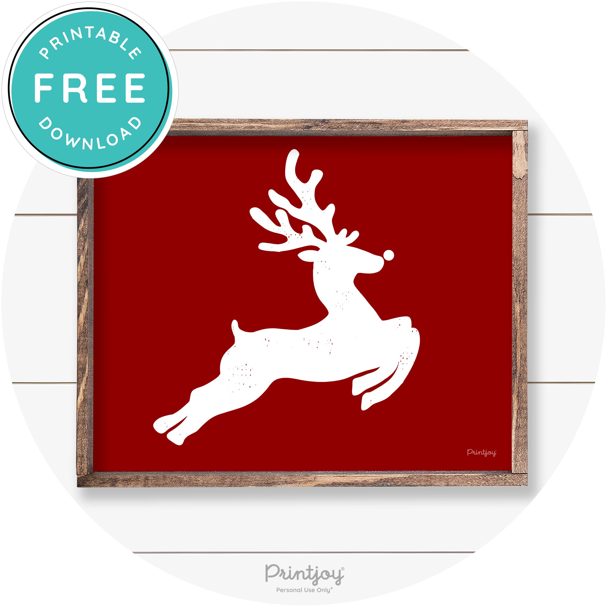 Flying Reindeer Silhouette Christmas Farmhouse Wall Art Free Printable - Printjoy