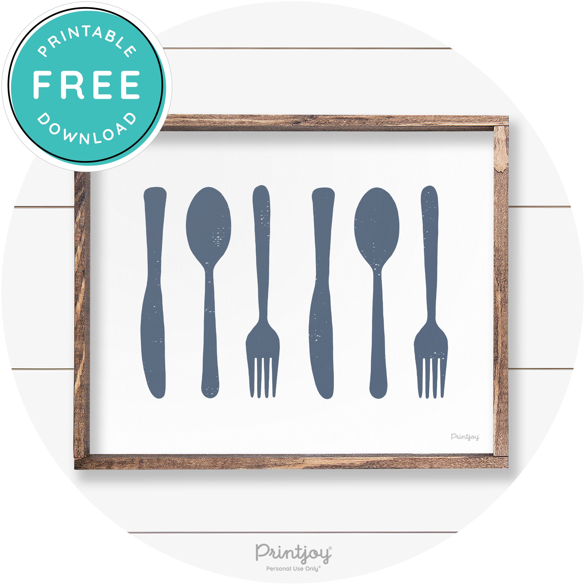 Fork Spoon Knife Pattern Farmhouse Kitchen Wall Art Free Printable