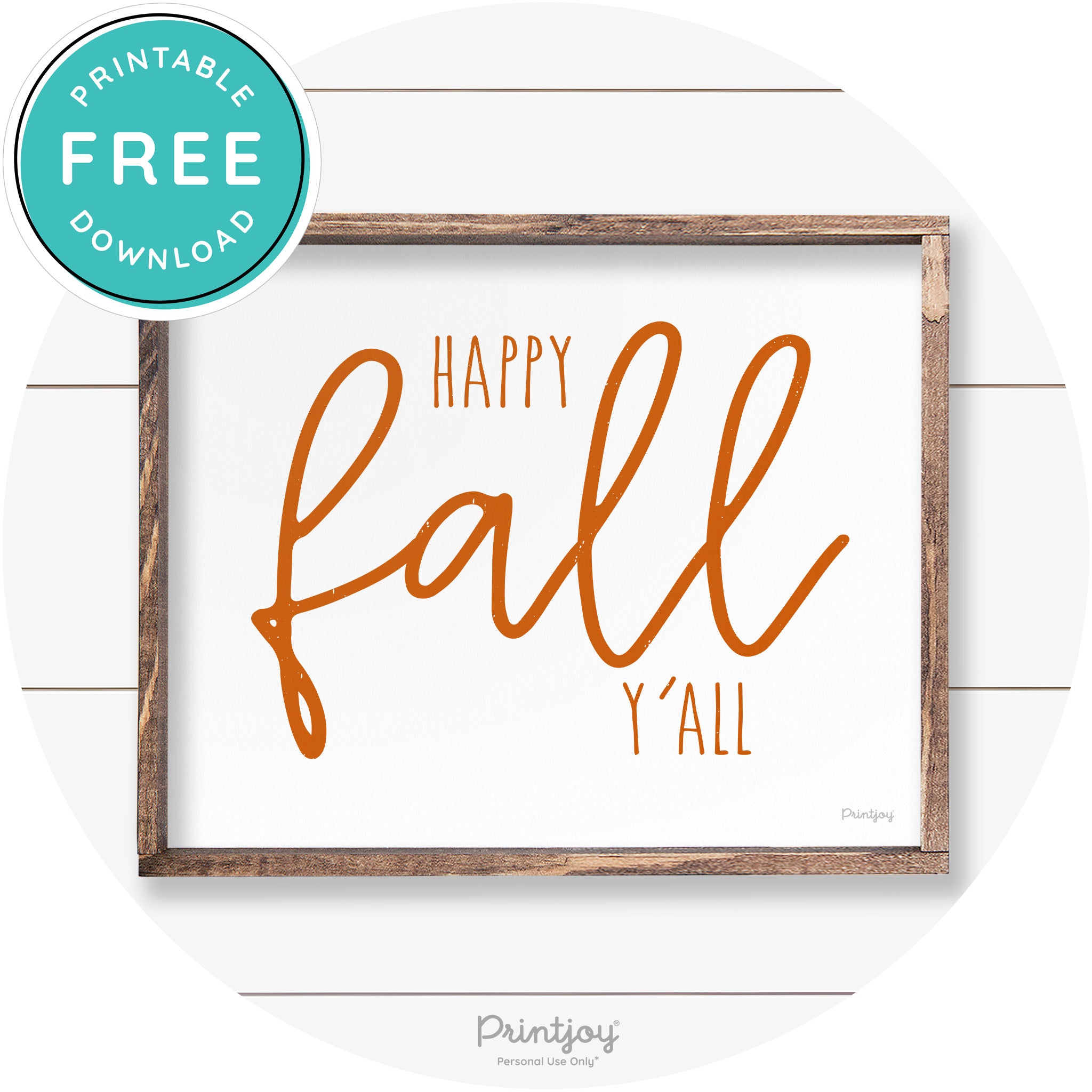Happy Fall Y'all Cute Farmhouse Autumn Wall Art Decor Free Printable - Printjoy