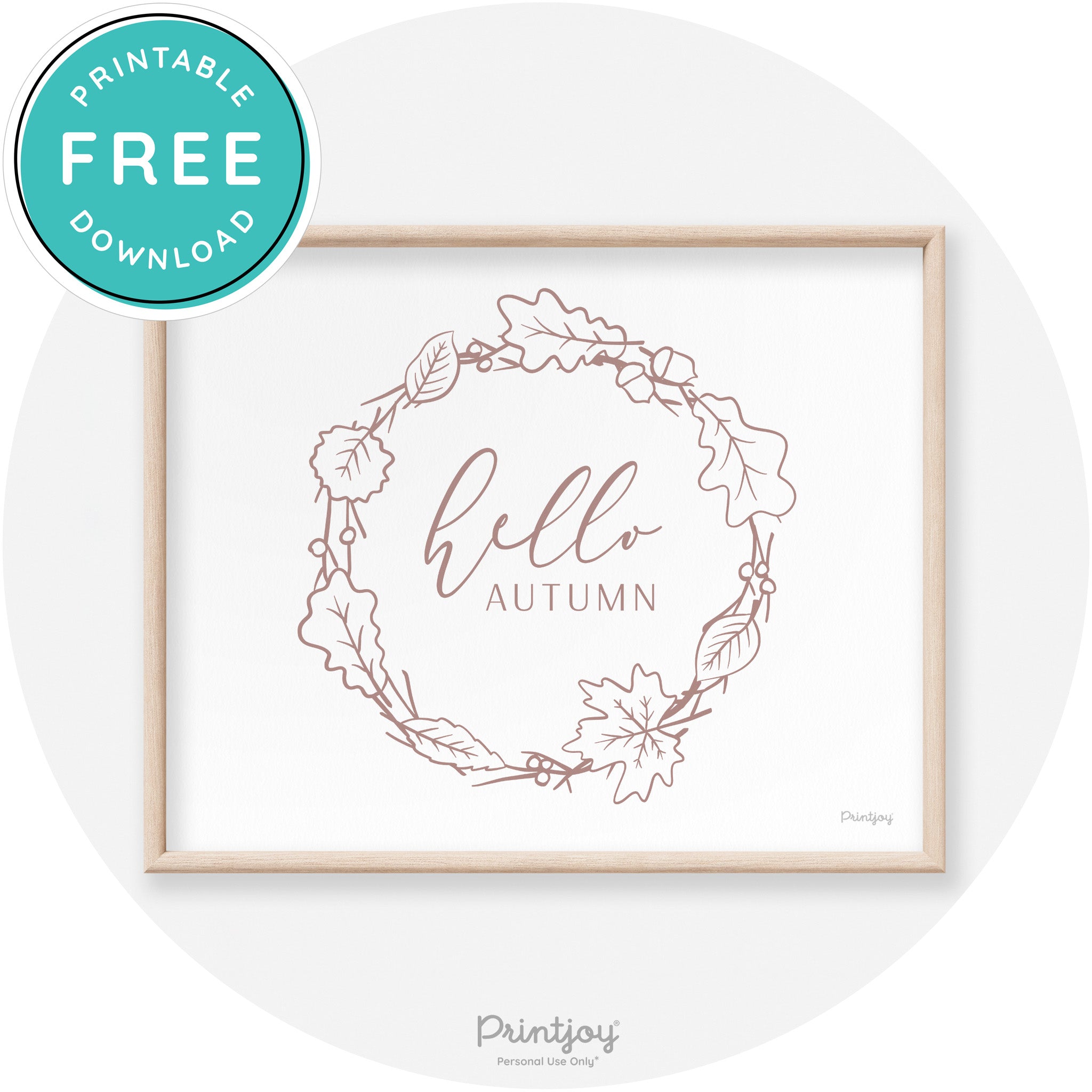 Hello Autumn Fall Wreath Transitional Decor Wall Art Free Printable - Printjoy