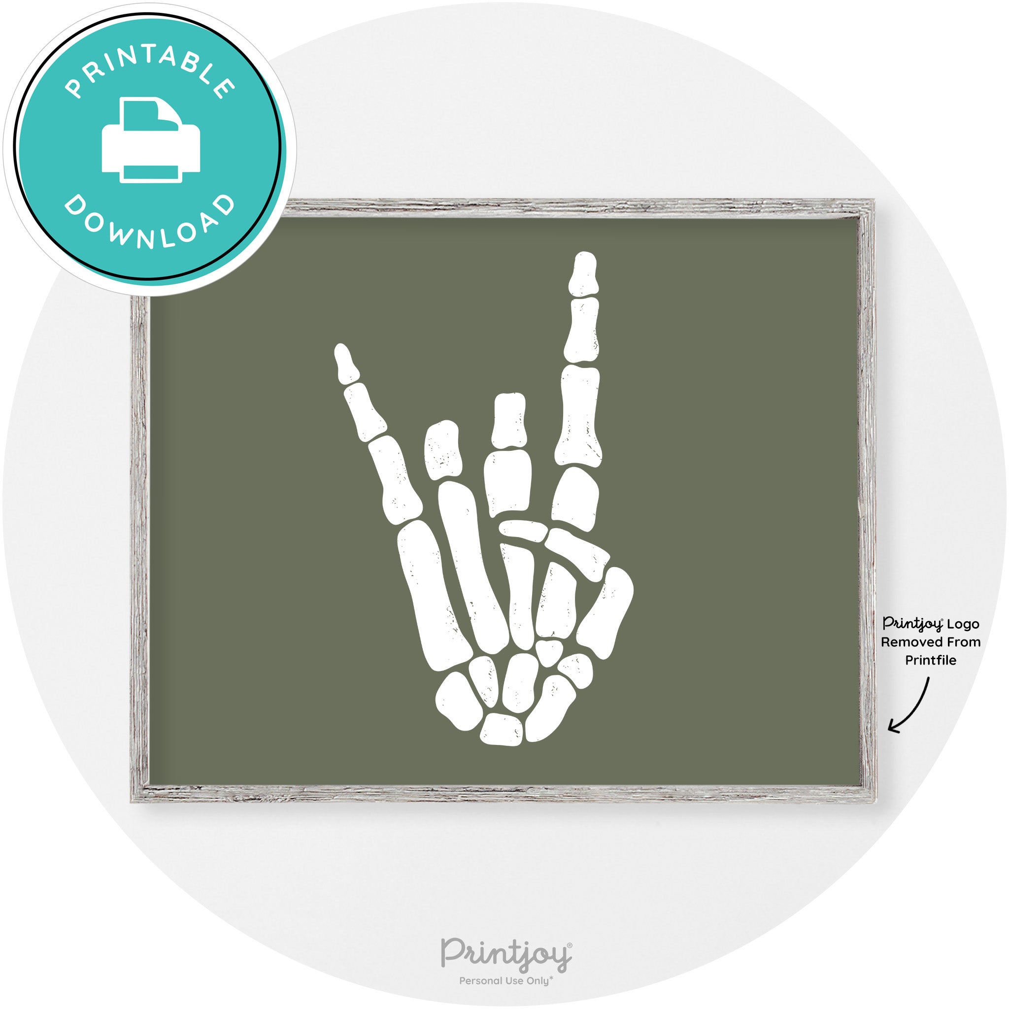 Skeleton Rock On Hand Bones Vintage Halloween Wall Art Free Printable - Printjoy