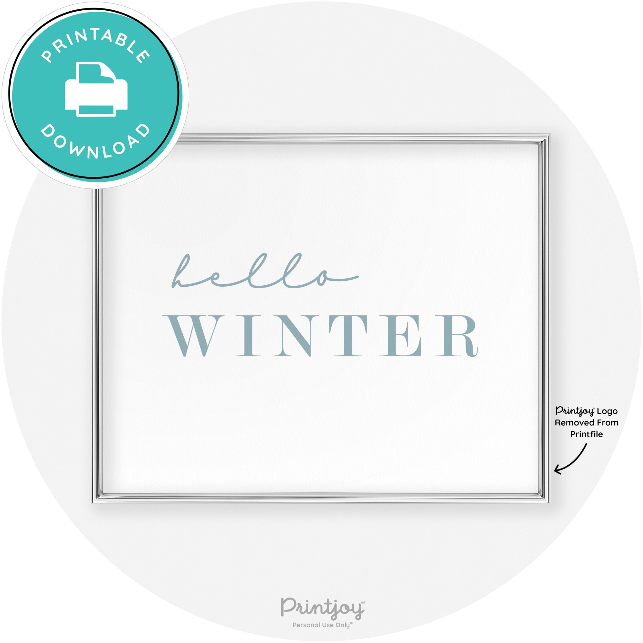 Hello Winter Cute Seasonal Modern Chic Wall Art Decor Free Printable