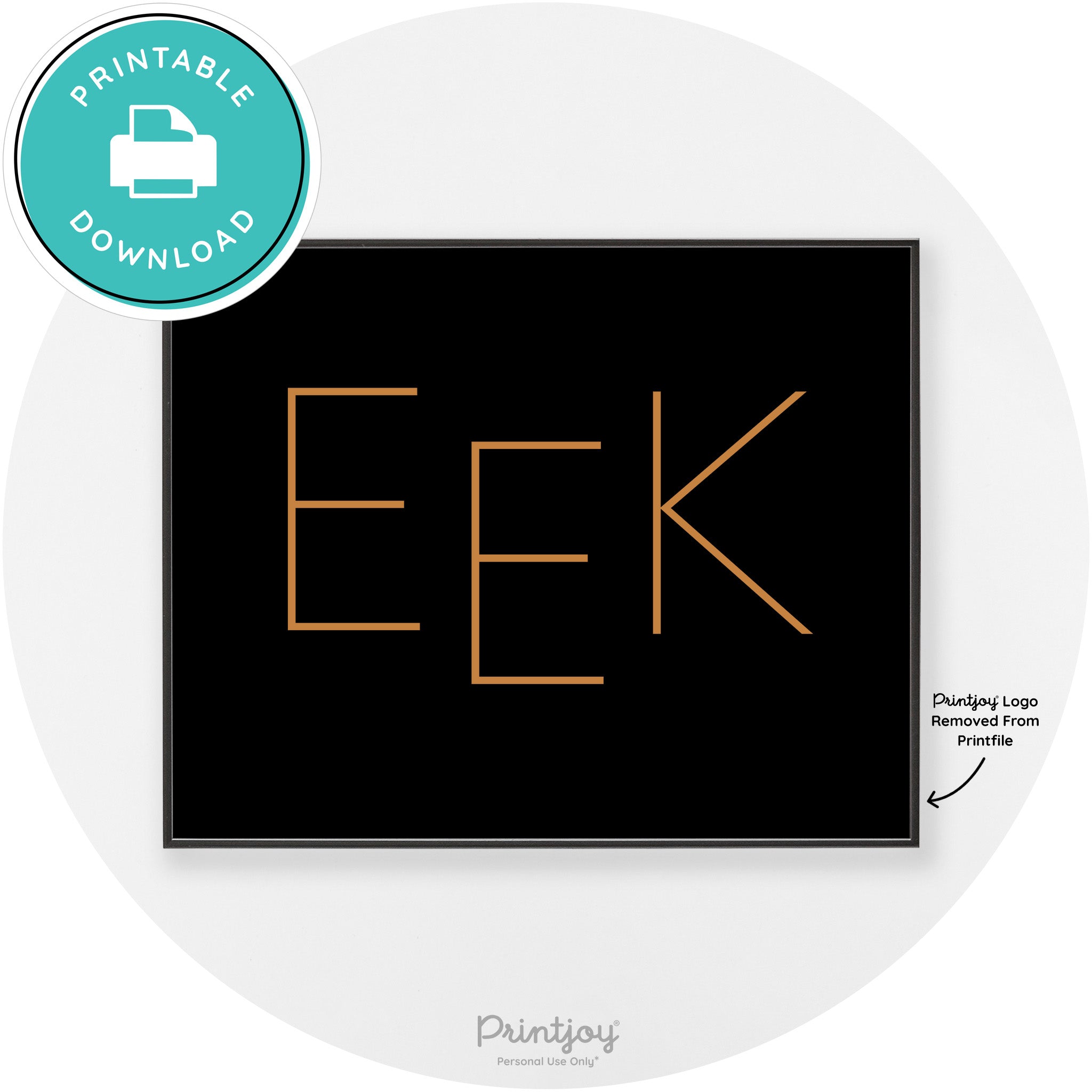 Eek Halloween Modern Chic Lettering Wall Art Decor Free Printable