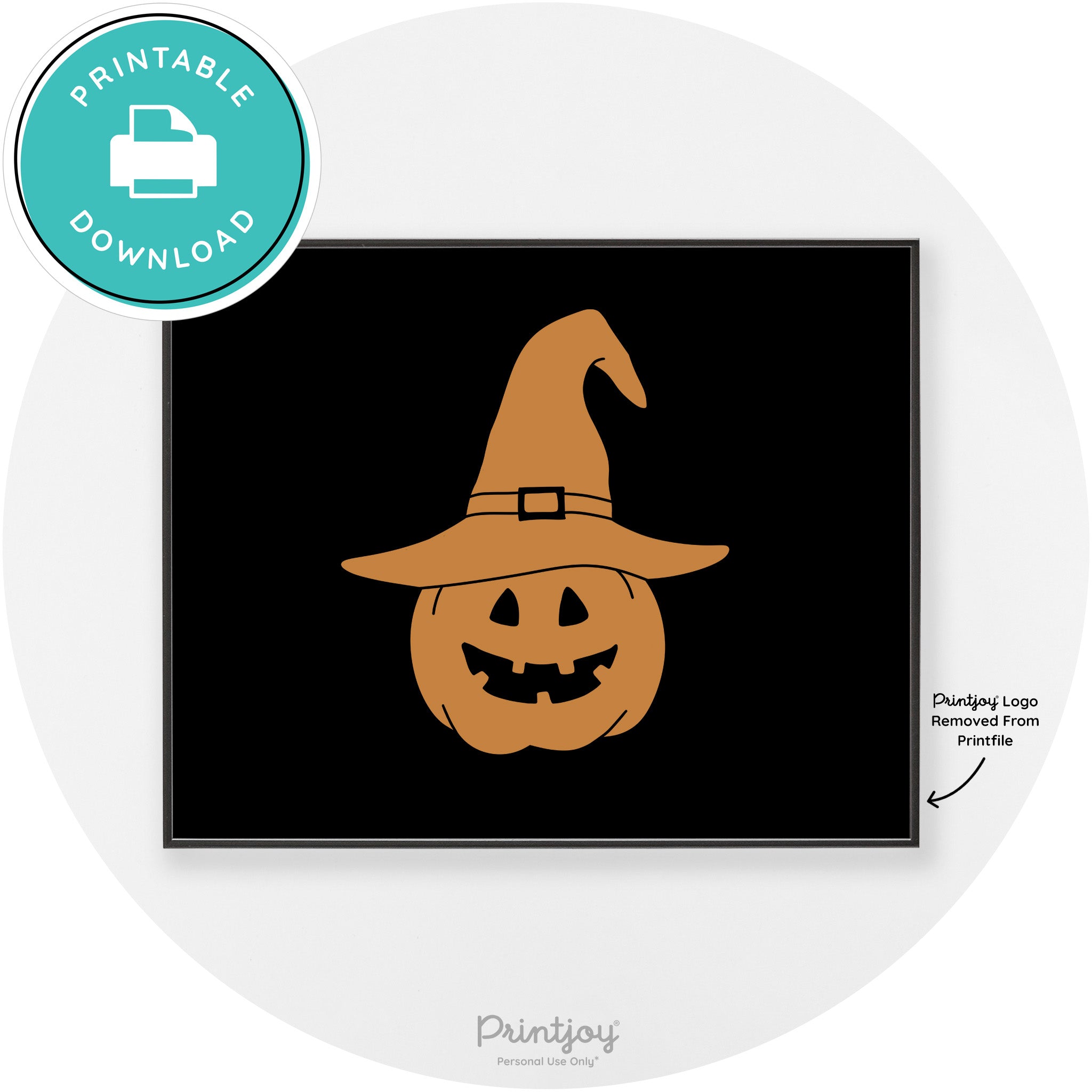 Halloween Cute Witch Jack O Lantern Chic Wall Art Printable