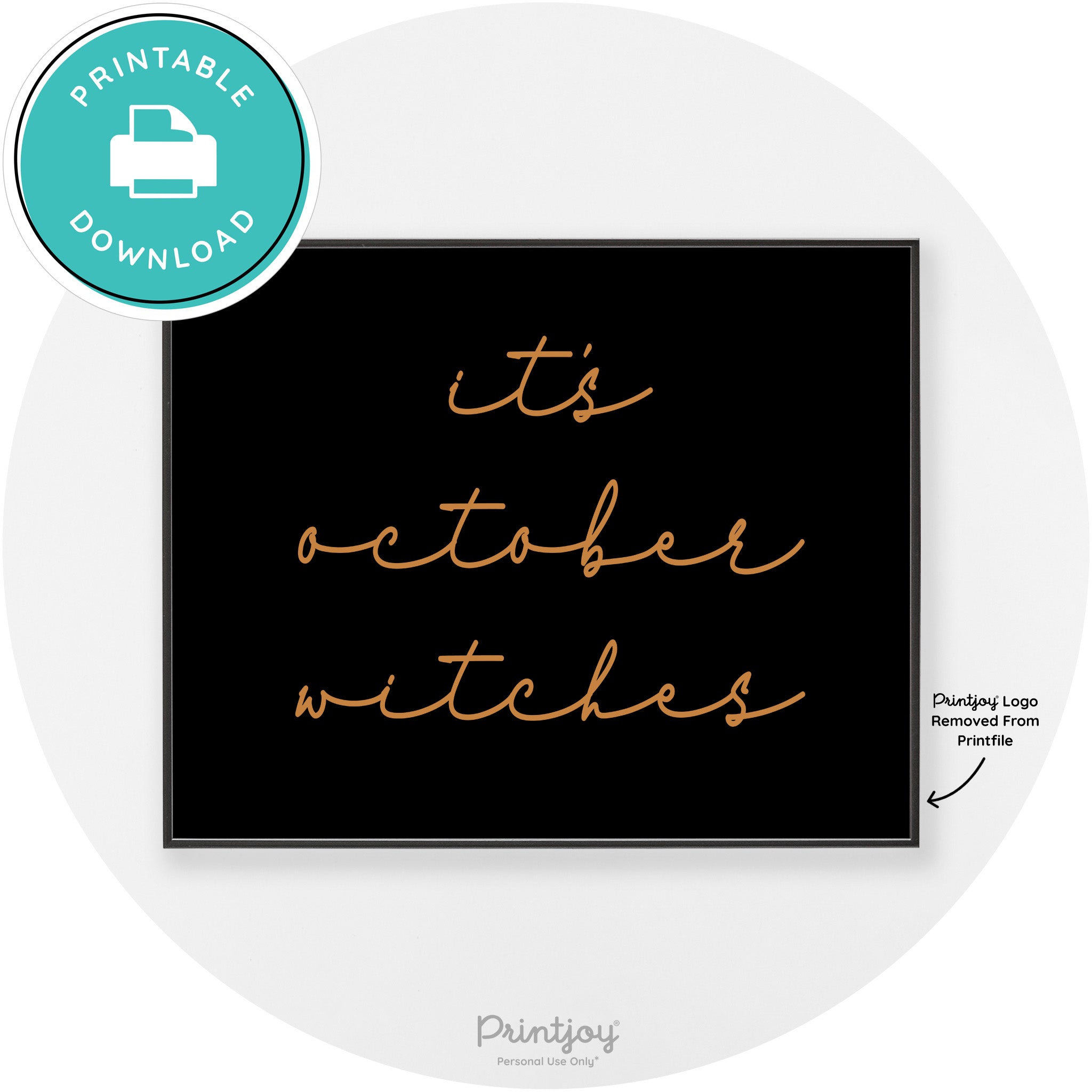 It's October Witches Halloween Modern Chic Wall Art Free Printable