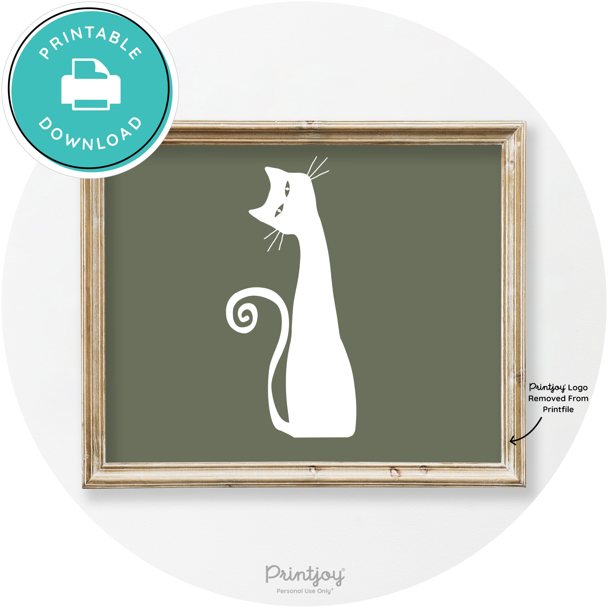 Creepy Skinny Cat Modern Vintage Halloween Wall Art Free Printable