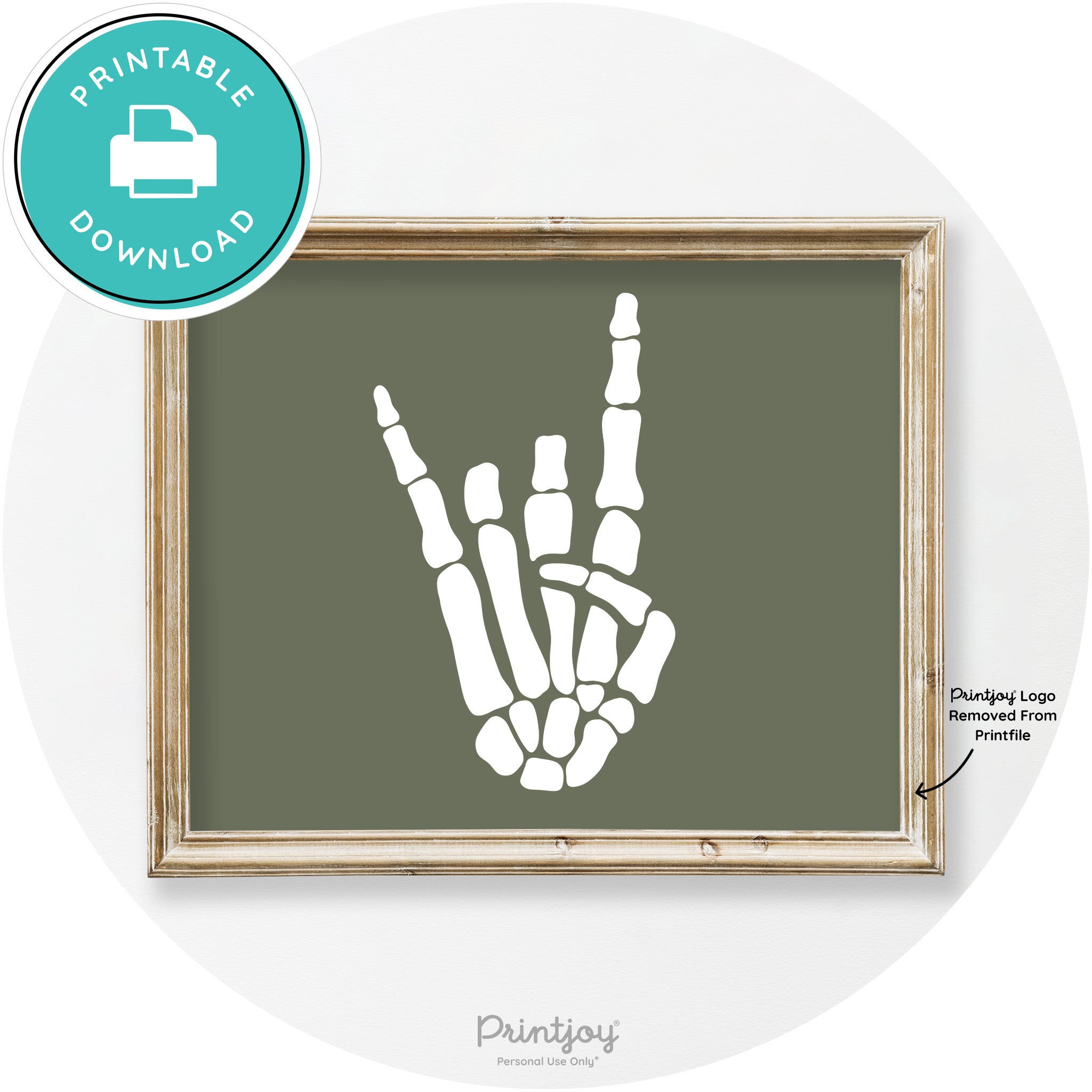 Skeleton Rock On Hand Bones Vintage Halloween Wall Art Free Printable