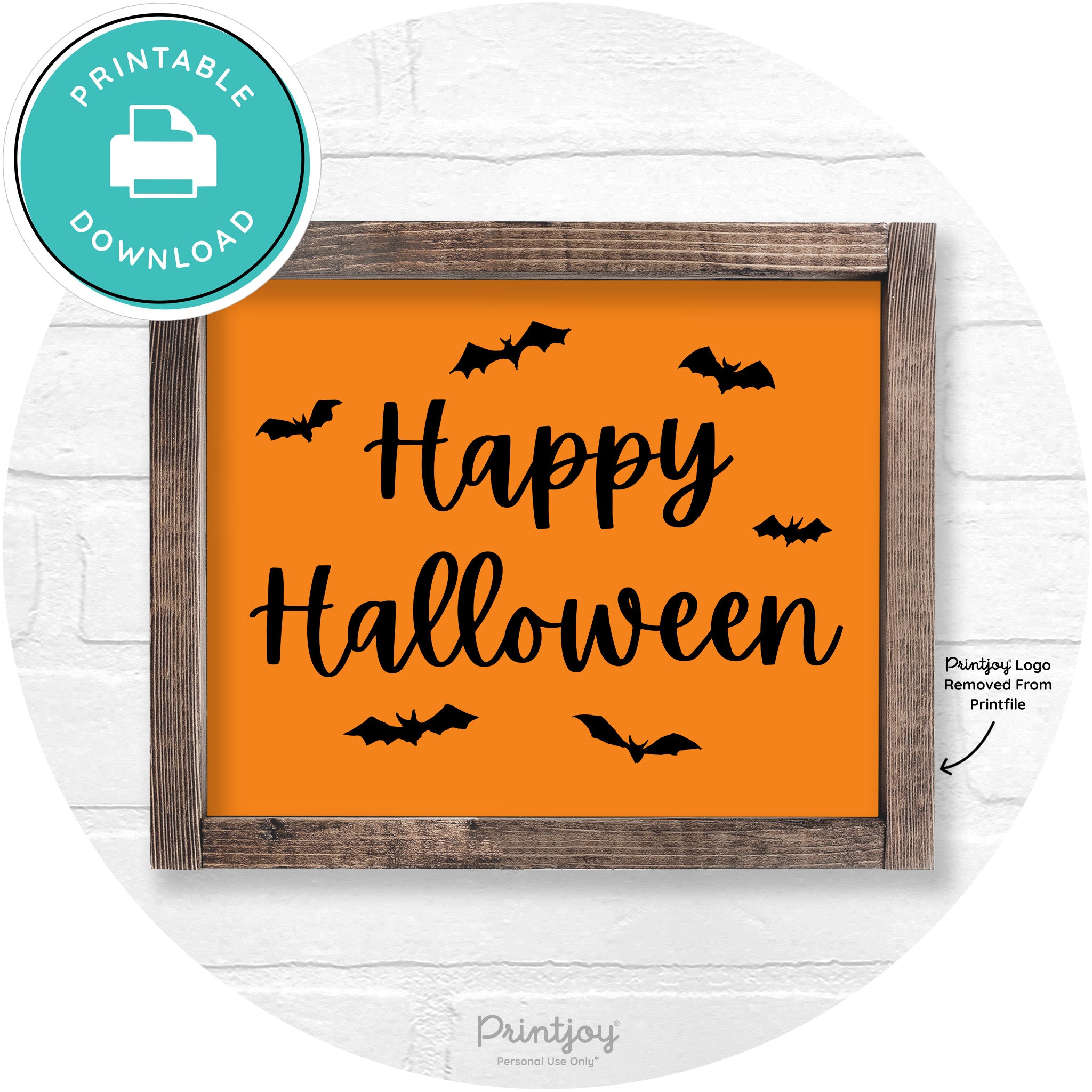 Happy Halloween Bats Rustic Farmhouse Wall Art Printable