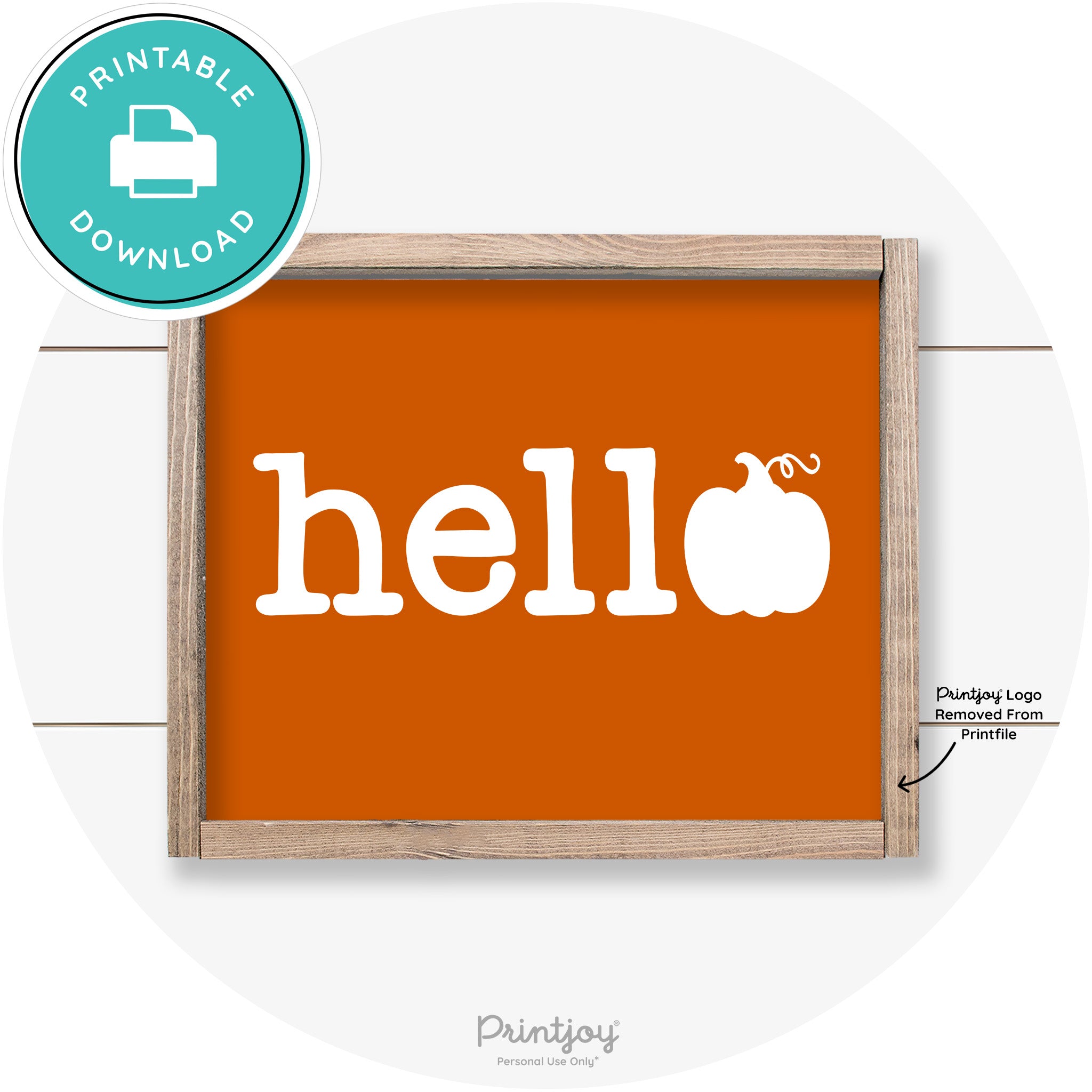 Hello Pumpkin Fall Autumn Cute Farmhouse Wall Art Free Printable