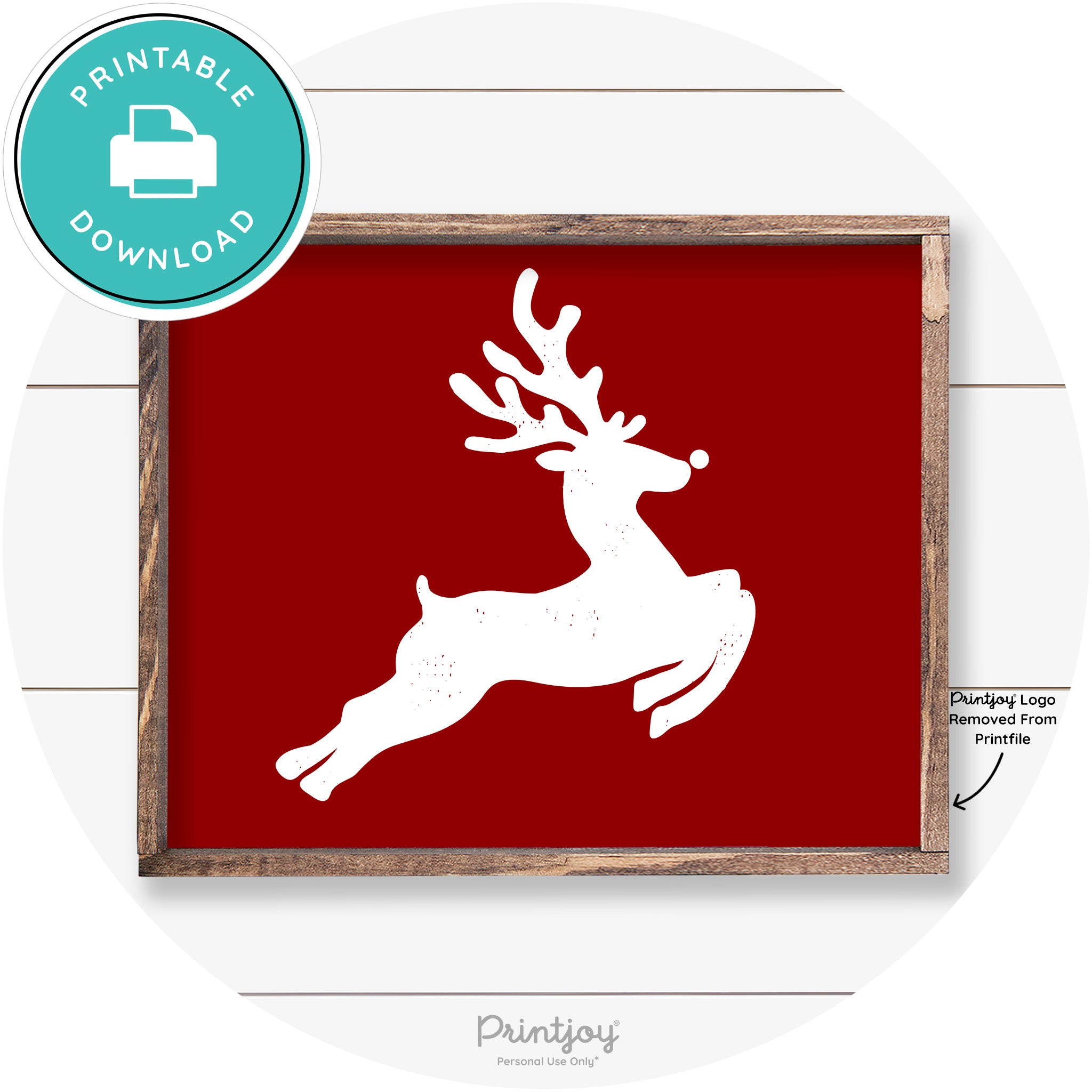 Flying Reindeer Silhouette Christmas Farmhouse Wall Art Free Printable - Printjoy