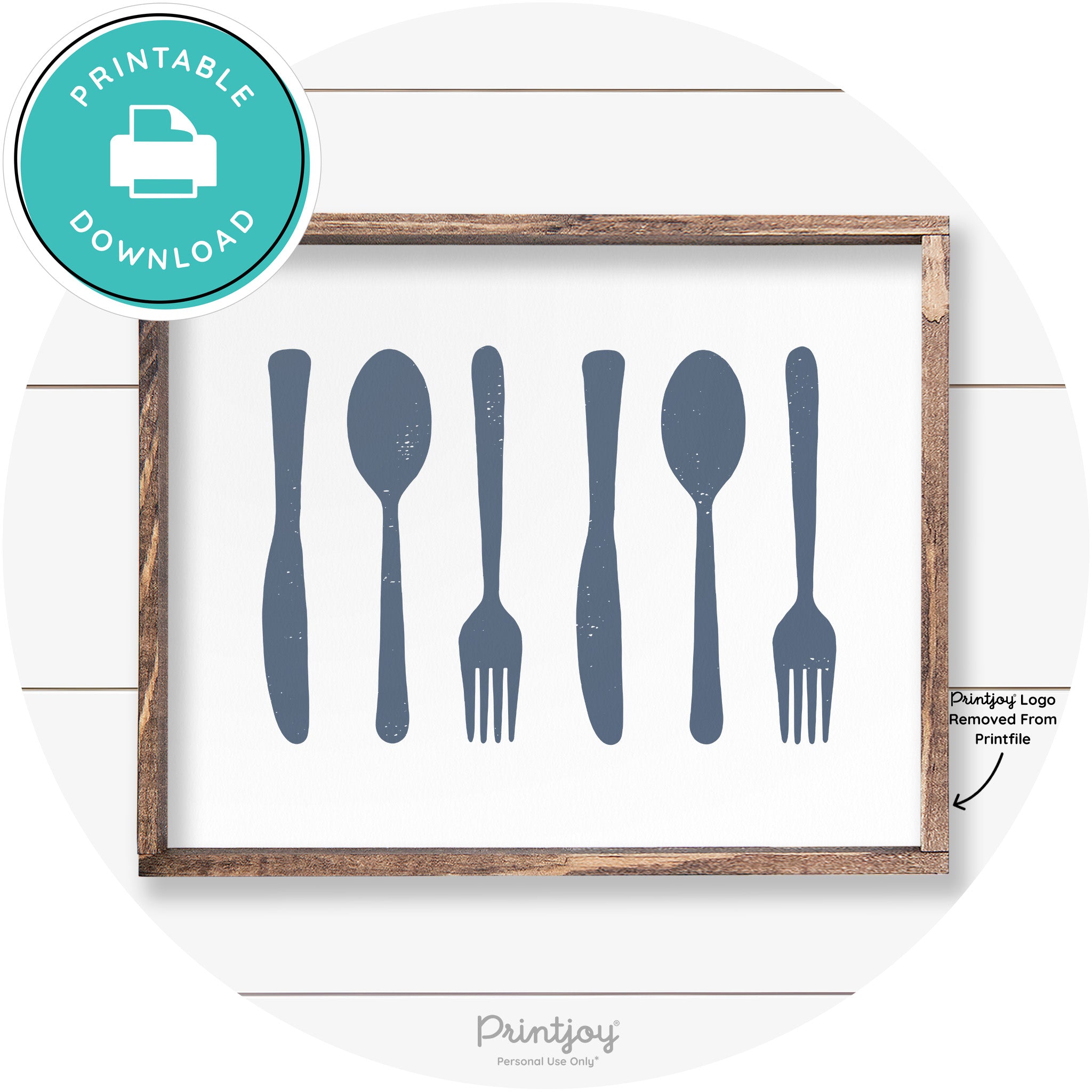 Fork Spoon Knife Pattern Farmhouse Kitchen Wall Art Free Printable