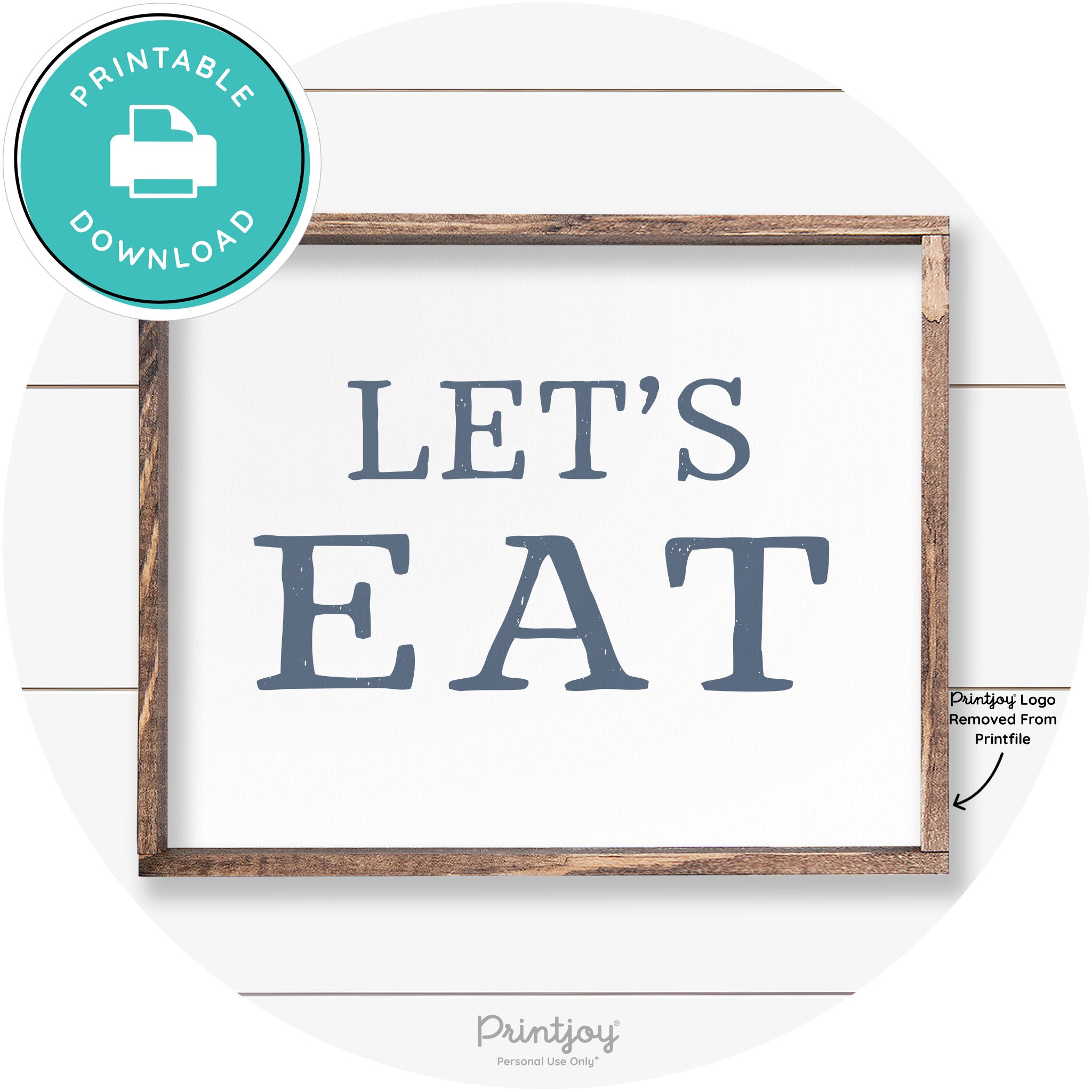 Let's Eat Kitchen Sign Rustic Farmhouse Wall Art Decor Free Printable