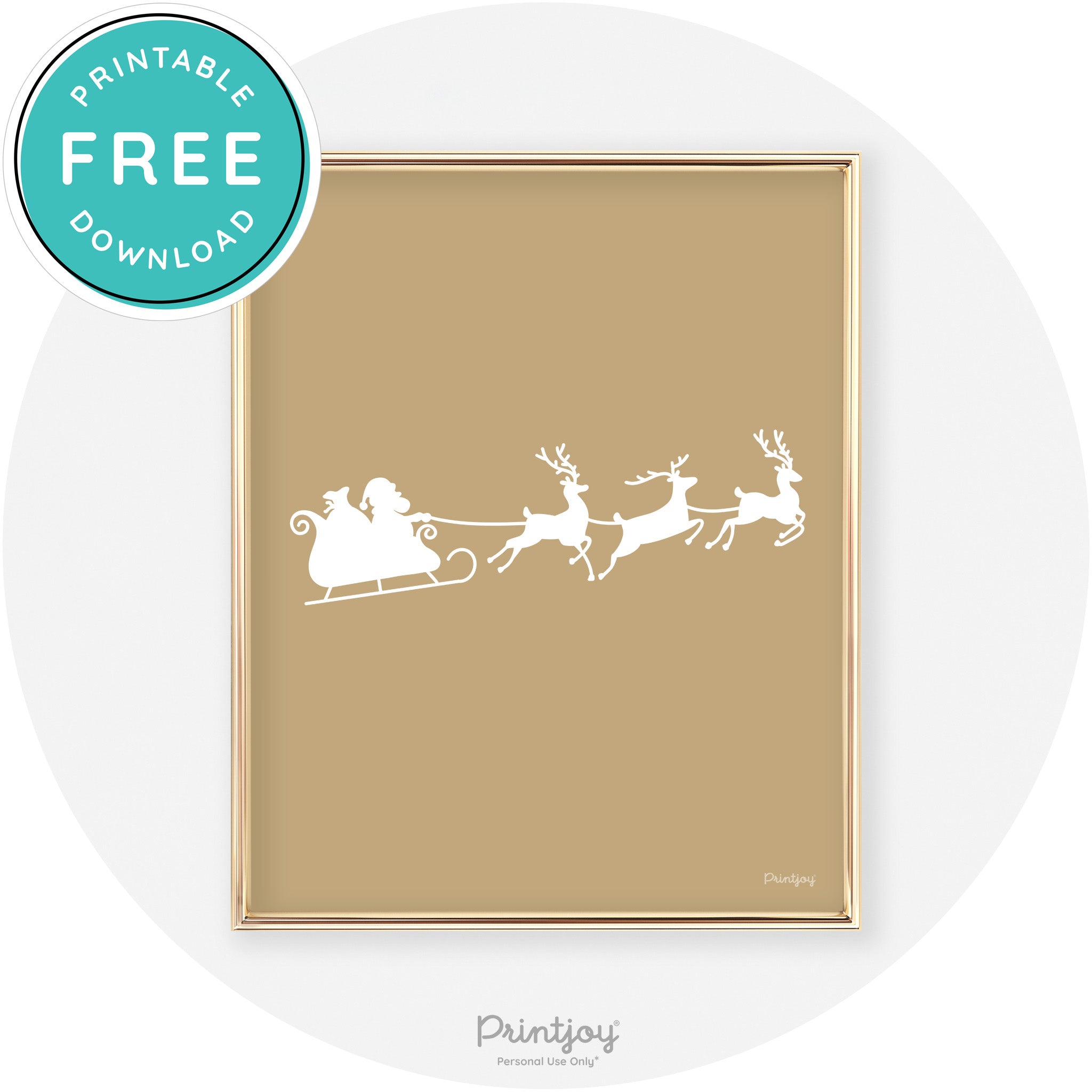 Santa Sleigh Reindeer Silhouette Cute Chic Wall Art Free Printable