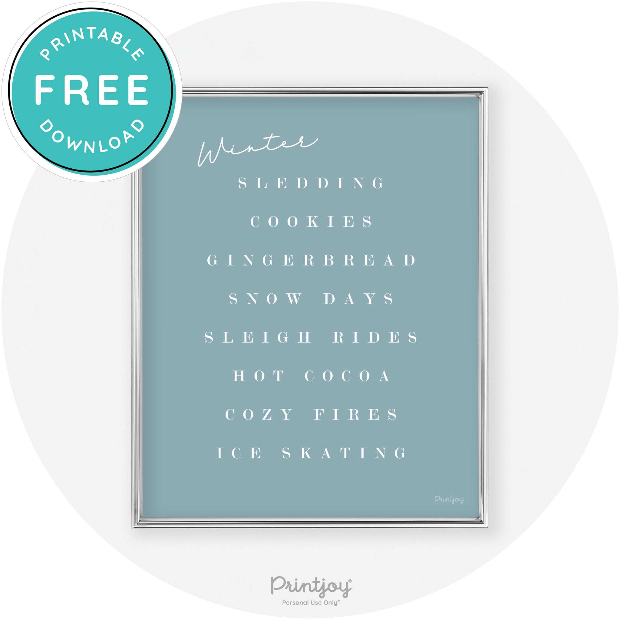 Winter Favorite Things Modern Chic Wall Art Decor Free Printable
