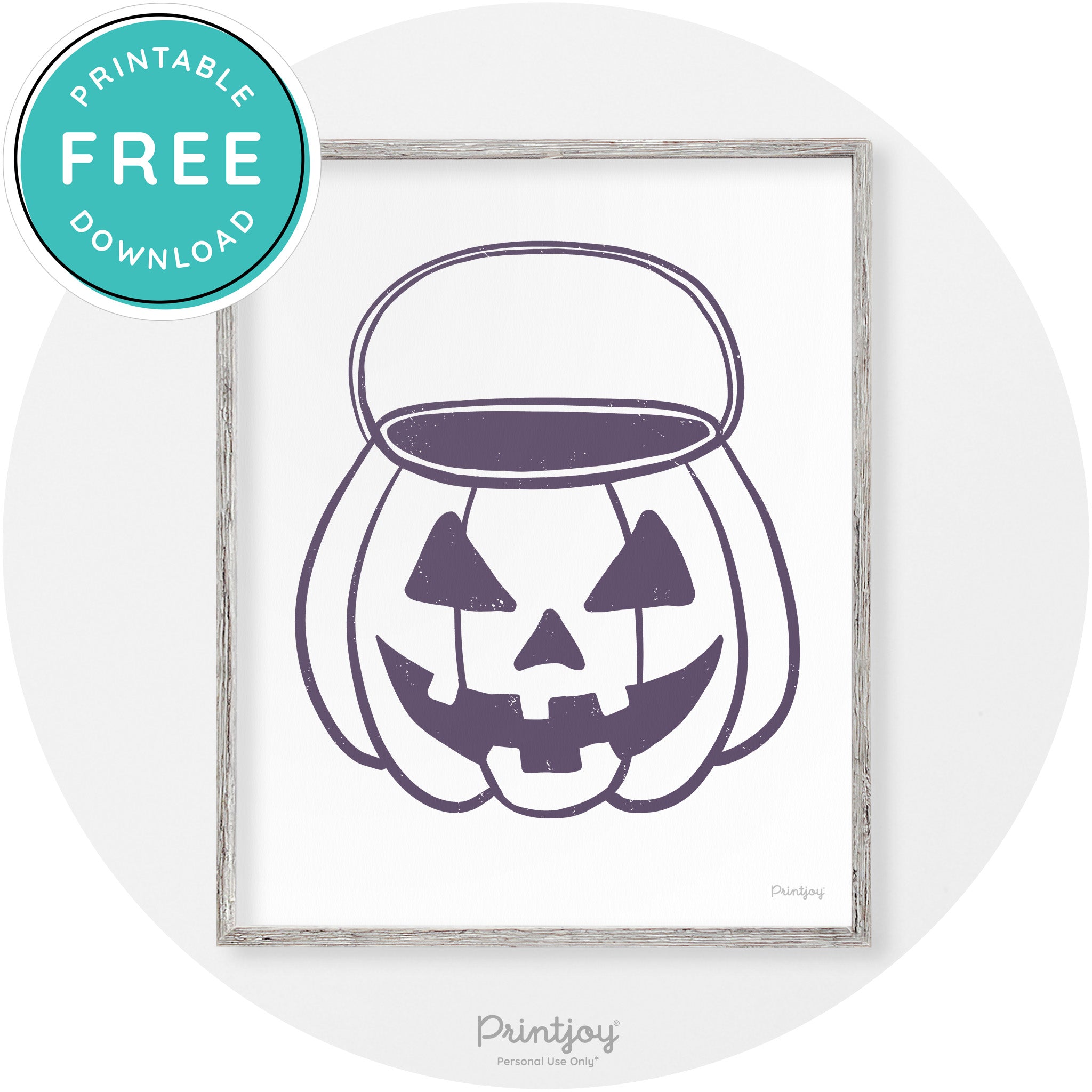 Jack O Lantern Treat Bucket Vintage Halloween Wall Art Free Printable - Printjoy