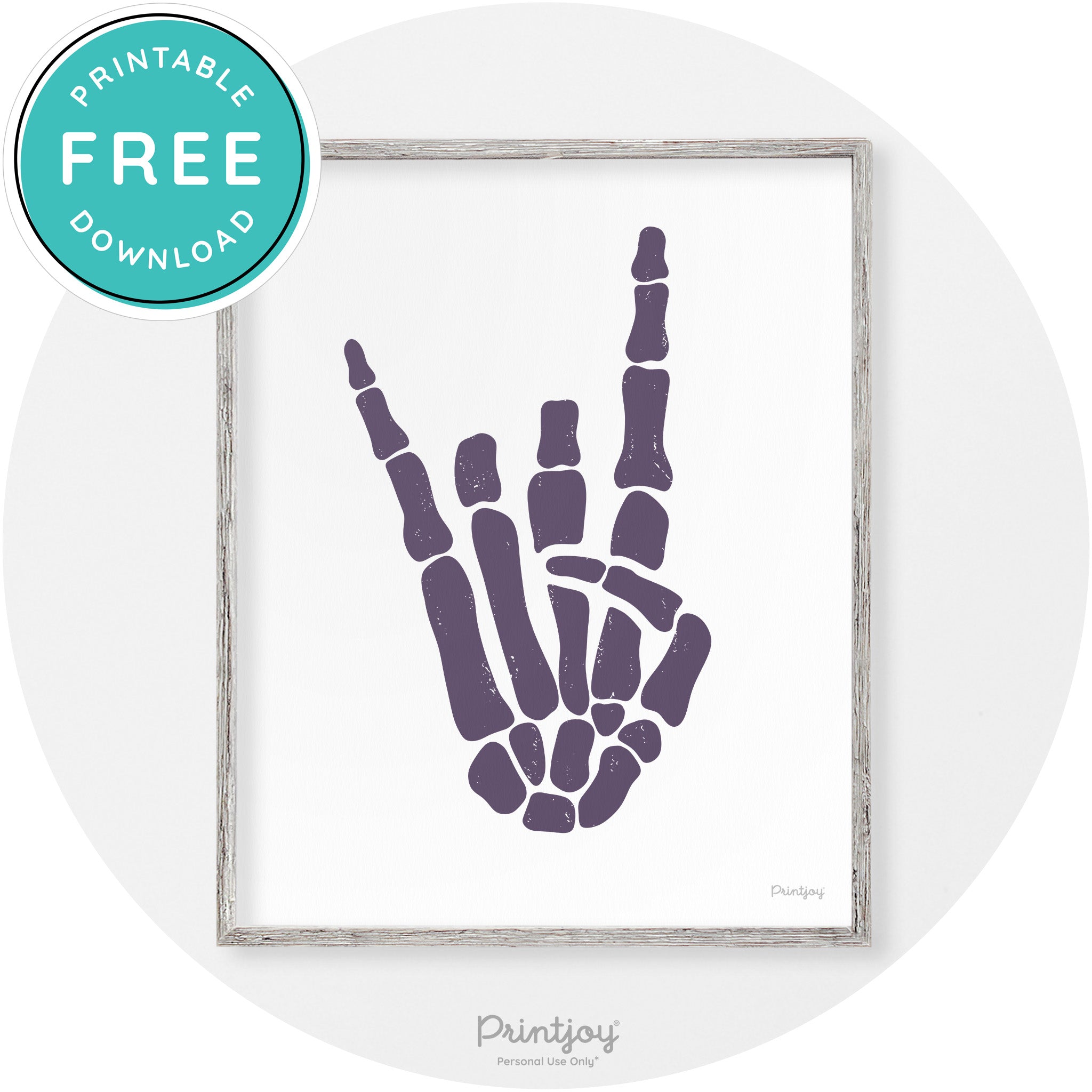 Skeleton Rock On Hand Bones Vintage Halloween Wall Art Free Printable - Printjoy