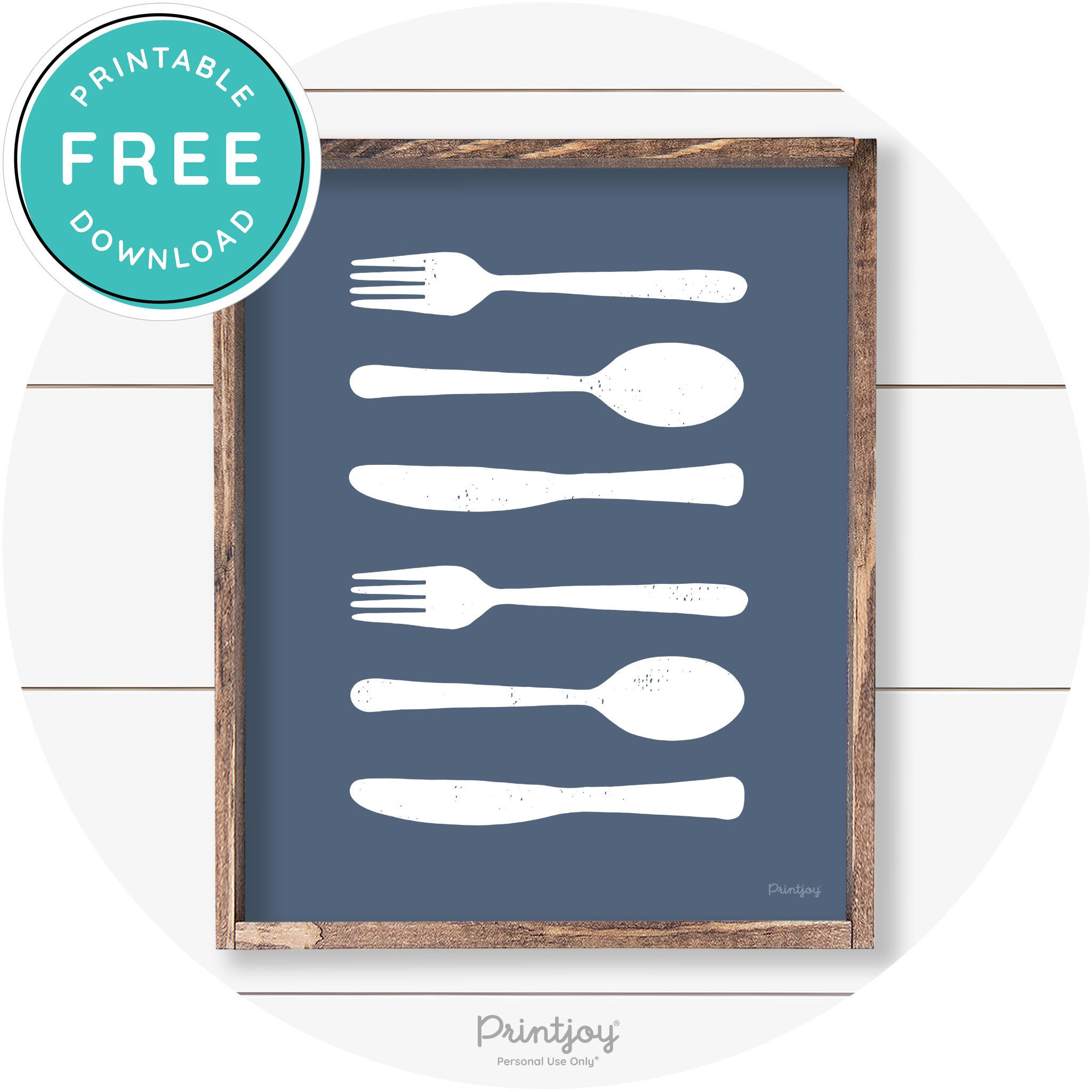Fork Spoon Knife Pattern Farmhouse Kitchen Wall Art Free Printable