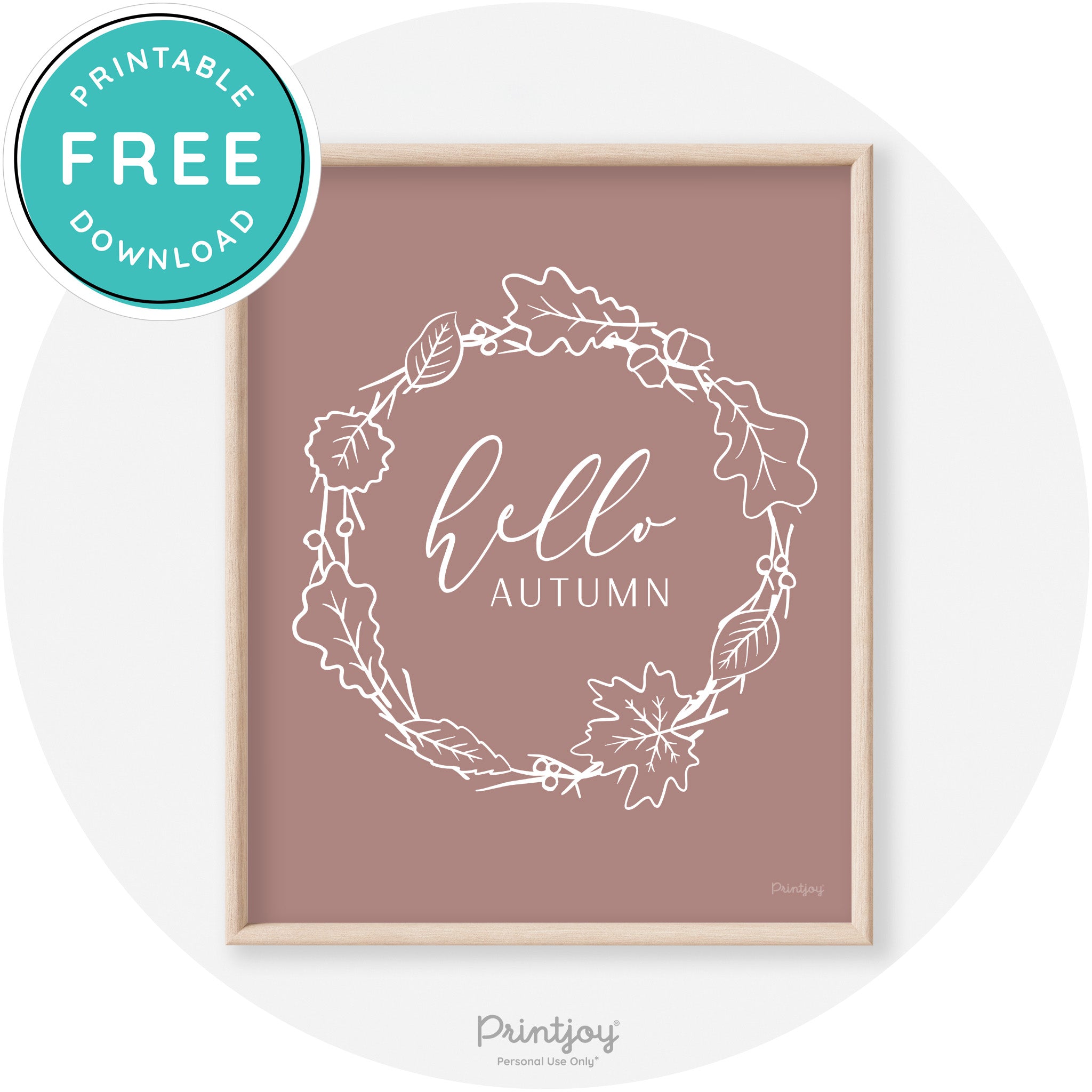 Hello Autumn Fall Wreath Transitional Decor Wall Art Free Printable - Printjoy