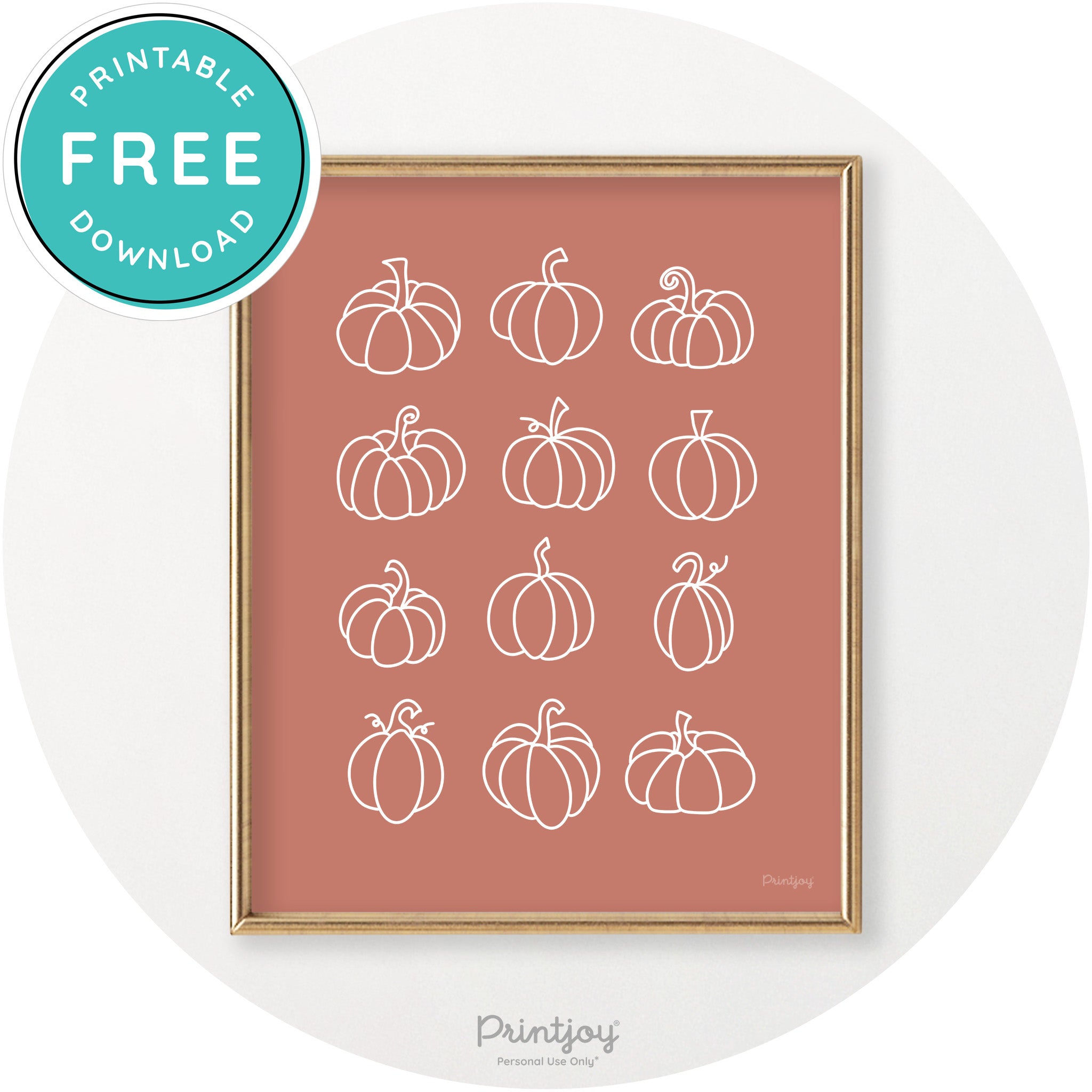 Pumpkins Line Art Cute Thanksgiving Chic Wall Art Printable
