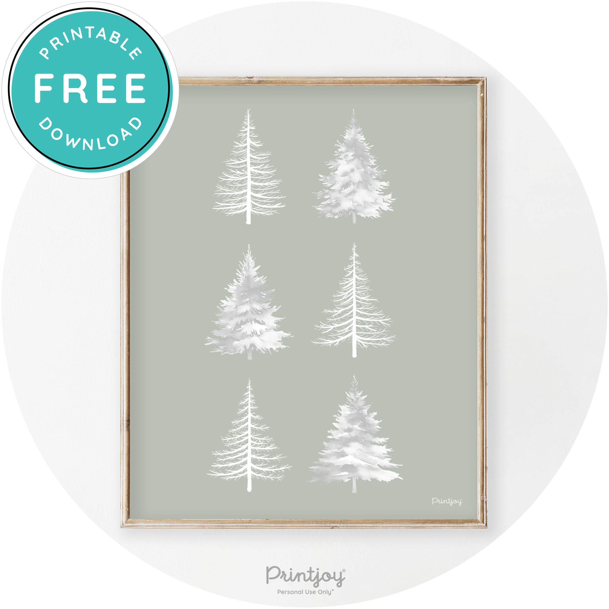 Christmas Trees Silhouette Modern Transitional Wall Art Free Printable - Printjoy