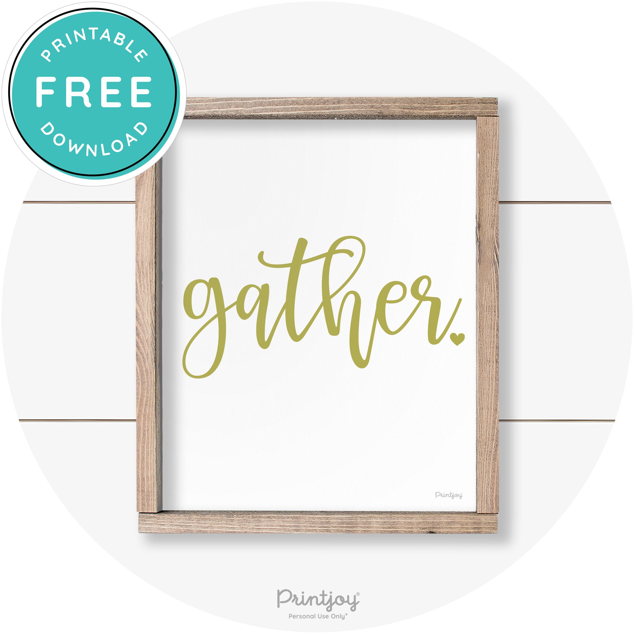 Fall Gather Heart Cute Farmhouse Wall Art Decor Free Printable