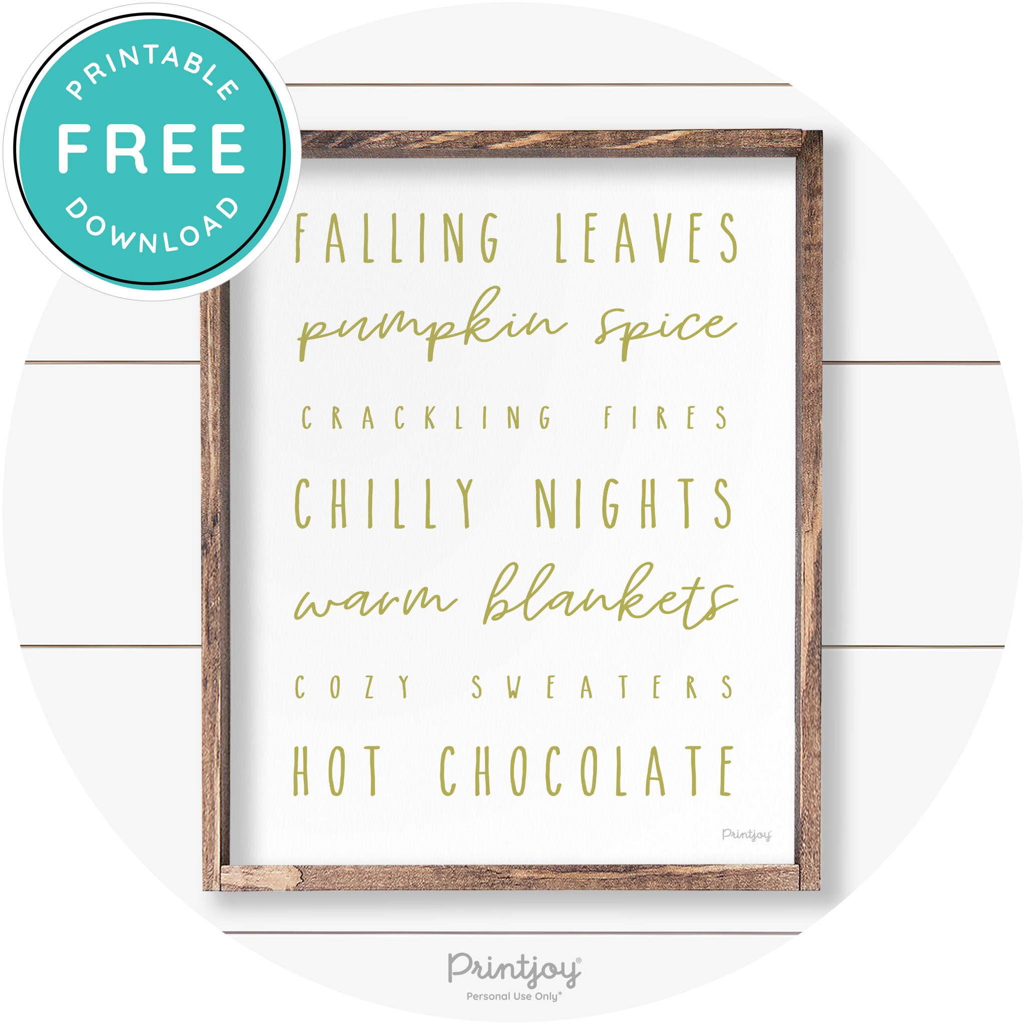 Fall Favorite Things Cute Farmhouse Autumn Wall Art Free Printable