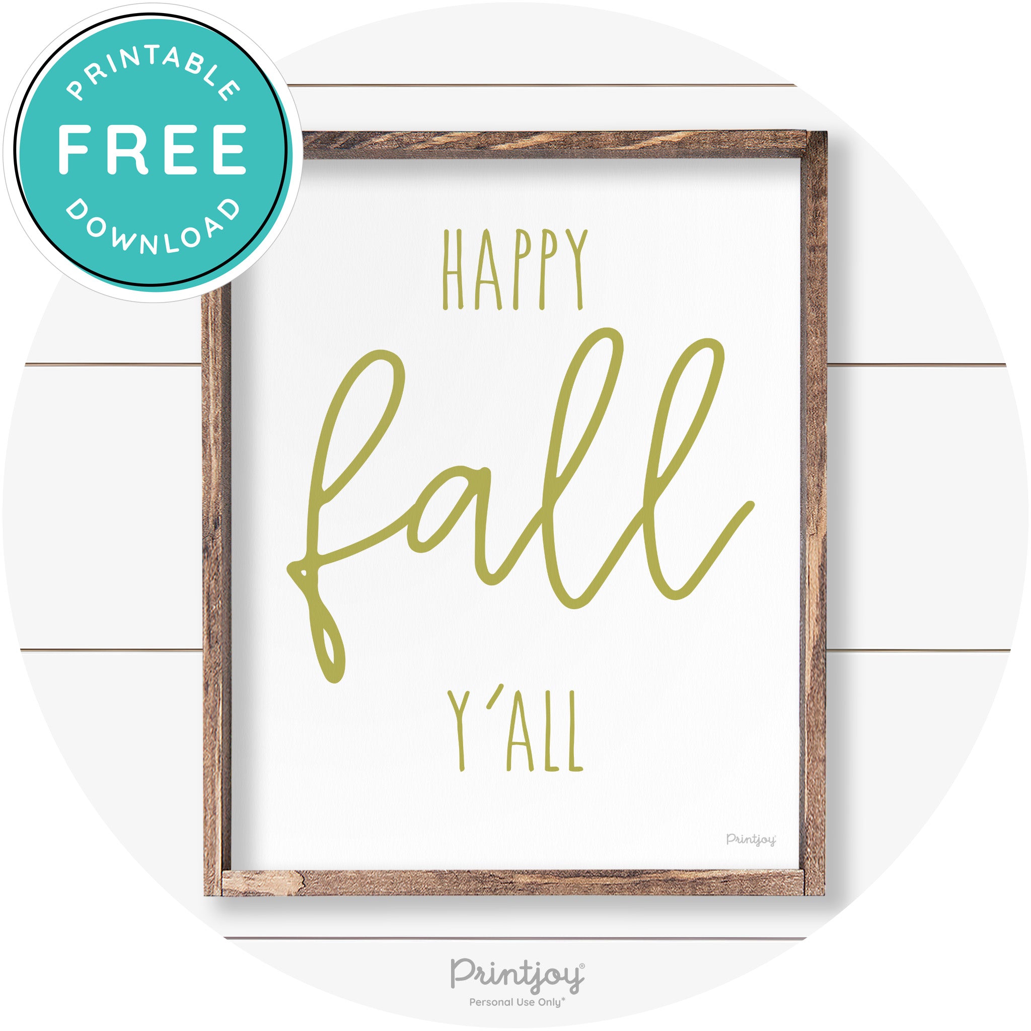 Happy Fall Y'all Cute Farmhouse Autumn Wall Art Decor Free Printable